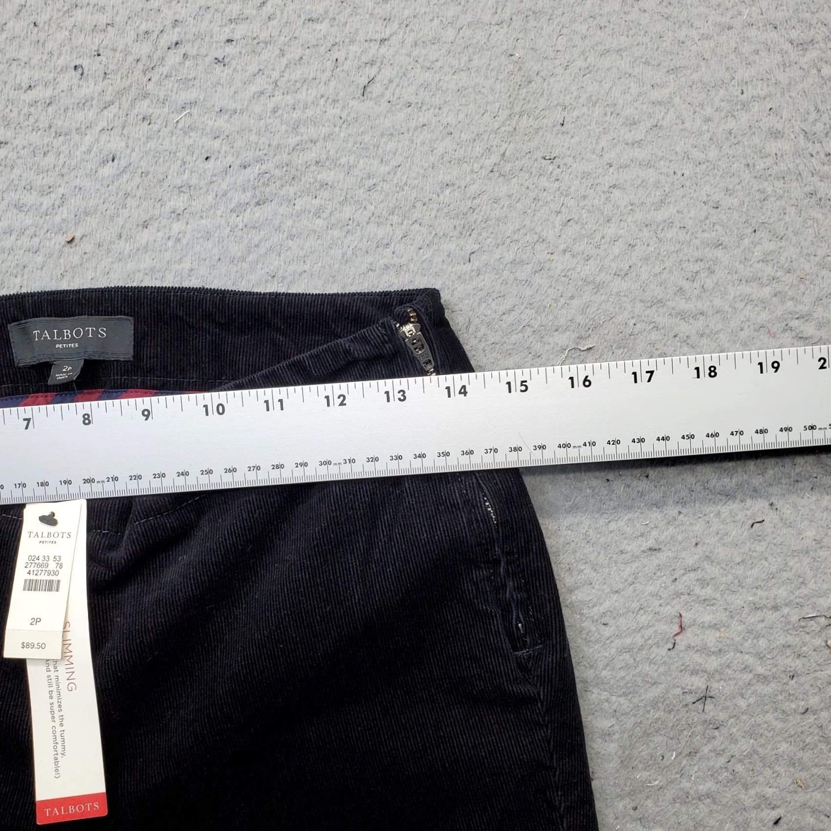 Talbots Talbots Womens Corduroy Pants 2P Black Stretch Slimming Straight Leg Side Zip Pants Size 26" / US 2 / IT 38 - 6 Thumbnail