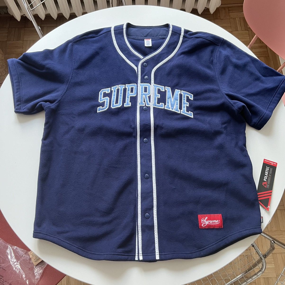 Polartec × Supreme Supreme Polartec Baseball Jersey Navy XXL | Grailed