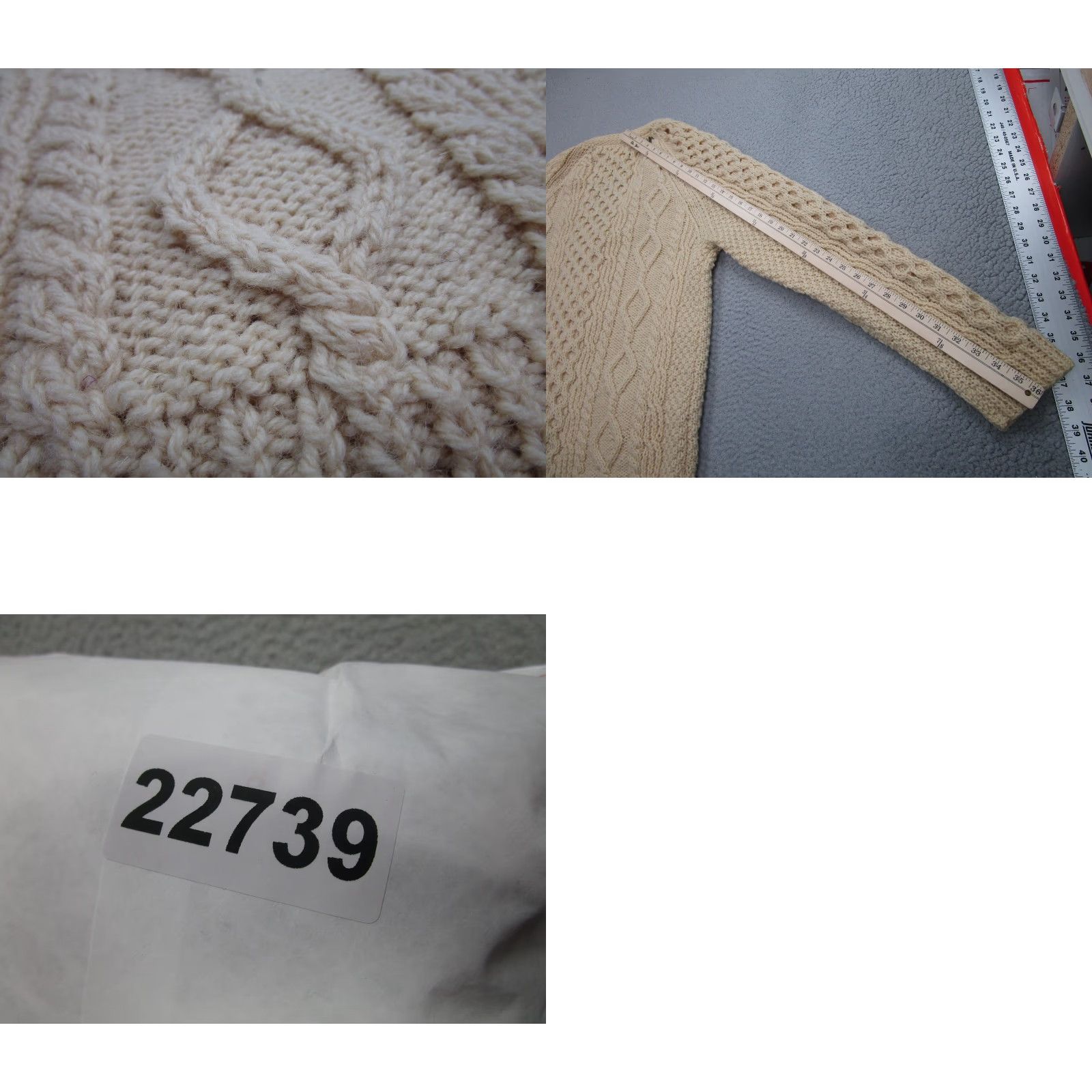 Vintage VINTAGE Purple Heather Handknit Cardigan Sweater Womens L White Wool Aran Cable Ireland Size L / US 10 / IT 46 - 10 Thumbnail