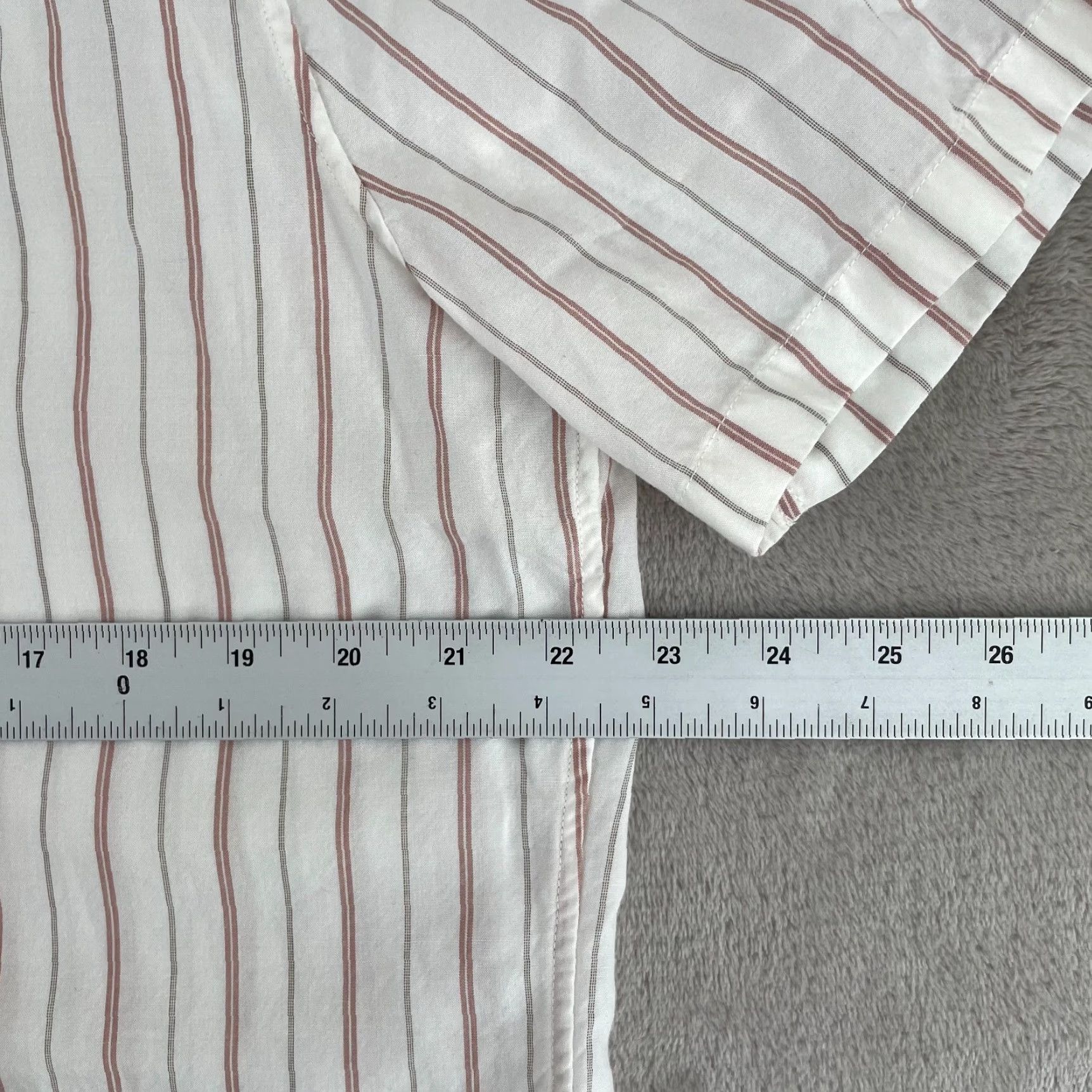 Vince Vince Shirt Men Large White Striped Lyocell Classic Fit Short Sleeve Casual Size US L / EU 52-54 / 3 - 5 Thumbnail