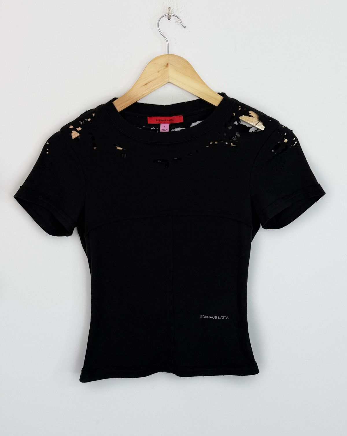 Eckhaus Latta Eckhaus Latta Black Distressed Lapped Baby T-Shirt Size S / US 4 / IT 40 - 8 Thumbnail