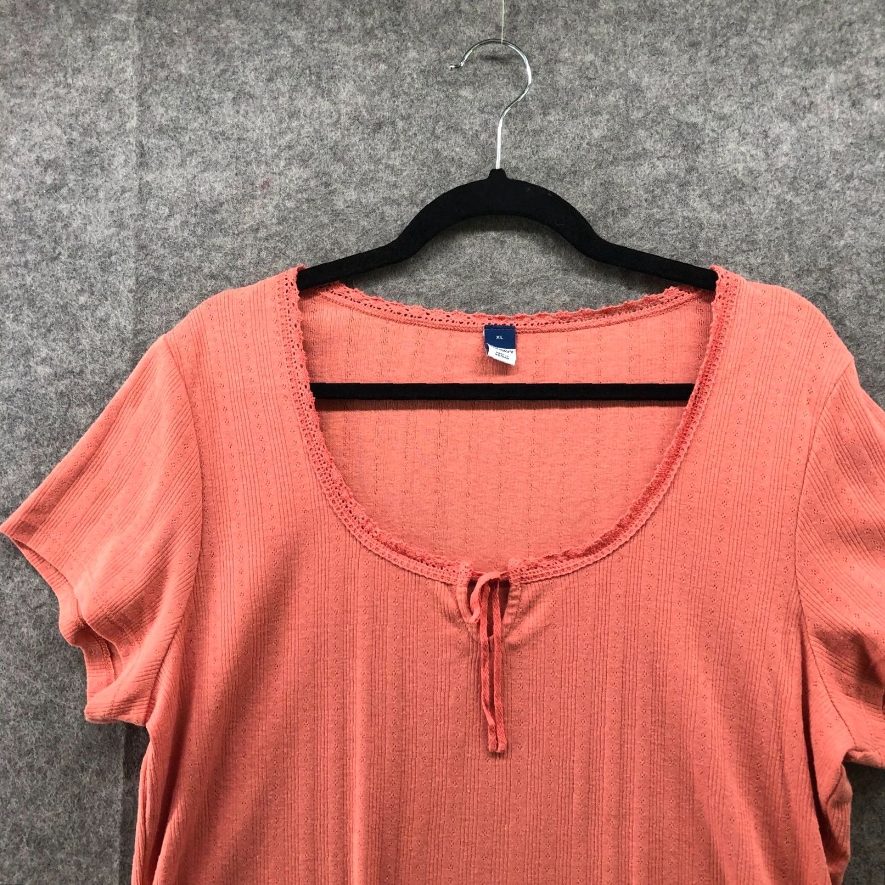 Old Navy Old Navy Women's XL Pink Tie Front Scoop Neck T-Shirt Cotton Blend Lounge Casual Summer Size XL / US 12-14 / IT 48-50 - 3 Thumbnail