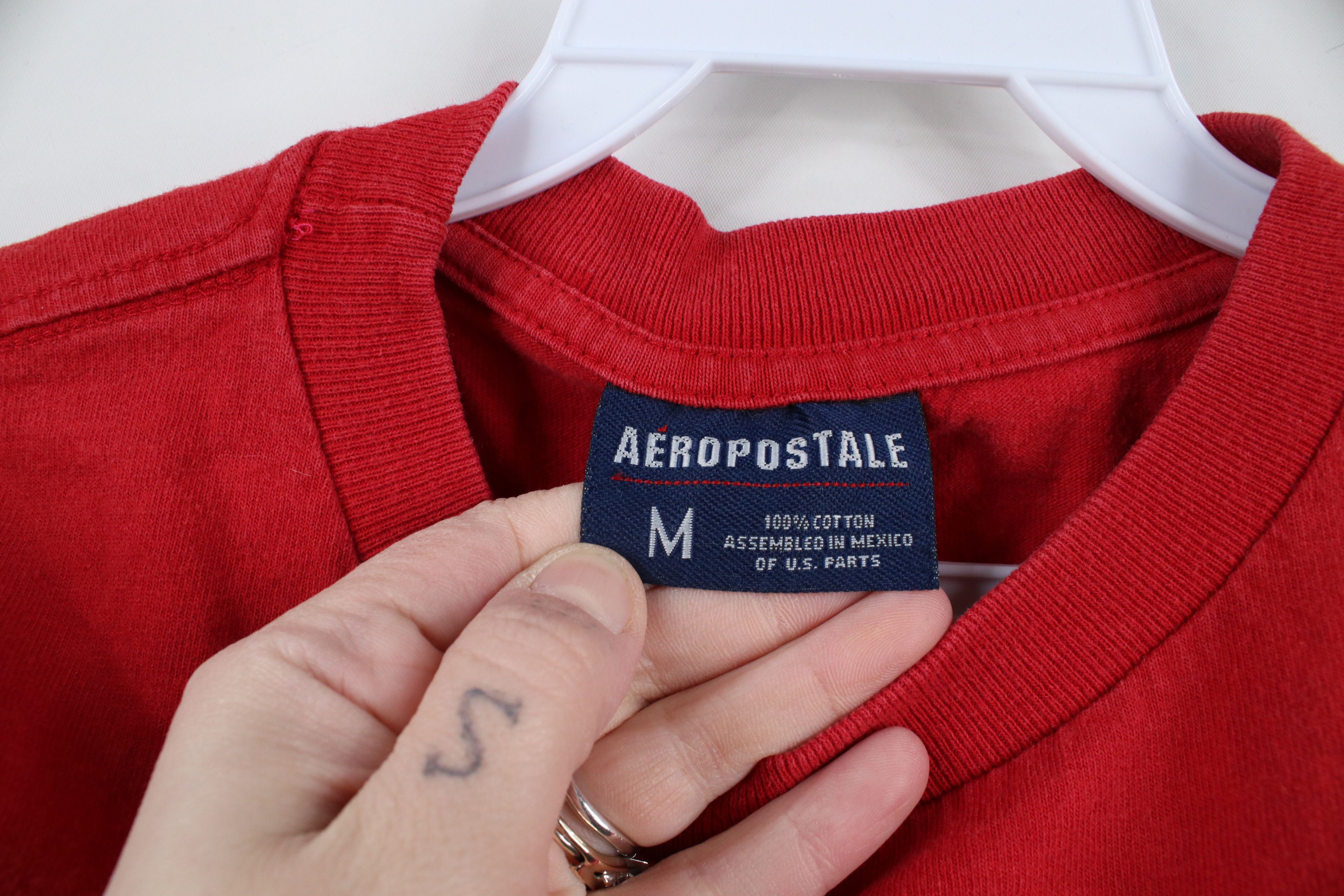 Aeropostale × Vintage Vintage 90s Y2K Aeropostale Spell Short Sleeve T-Shirt Red Size US M / EU 48-50 / 2 - 7 Thumbnail