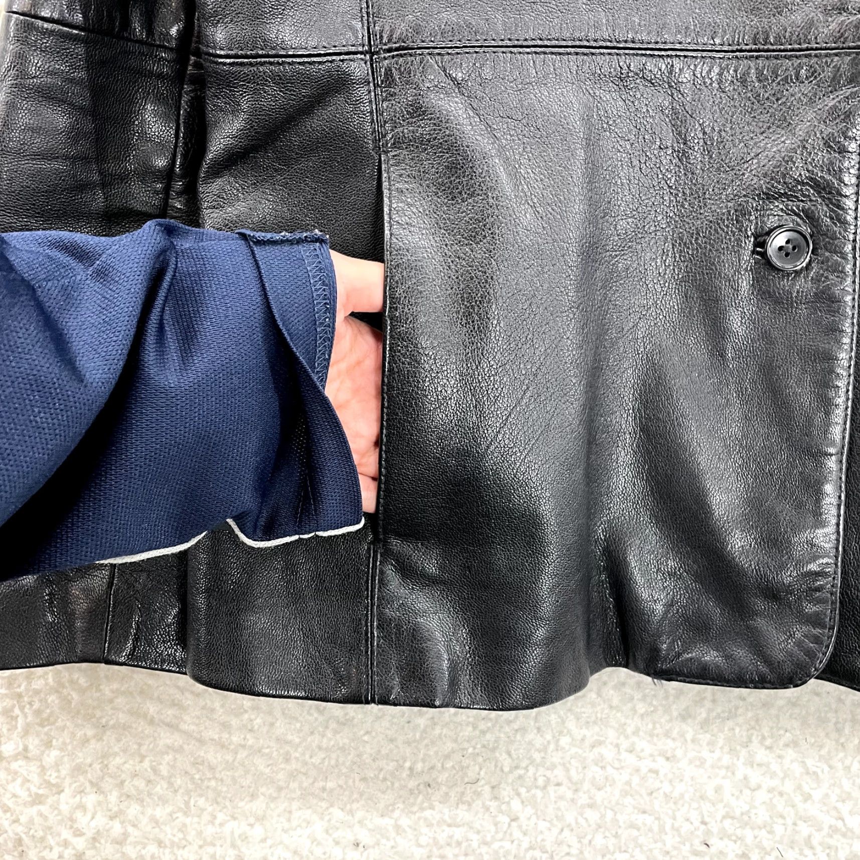 Vintage VINTAGE 90s Y2K Black Leather Jacket Womens XL 14 Large Patent Lined Button Up Grunge - Amanda Smith Size XL / US 12-14 / IT 48-50 - 4 Thumbnail