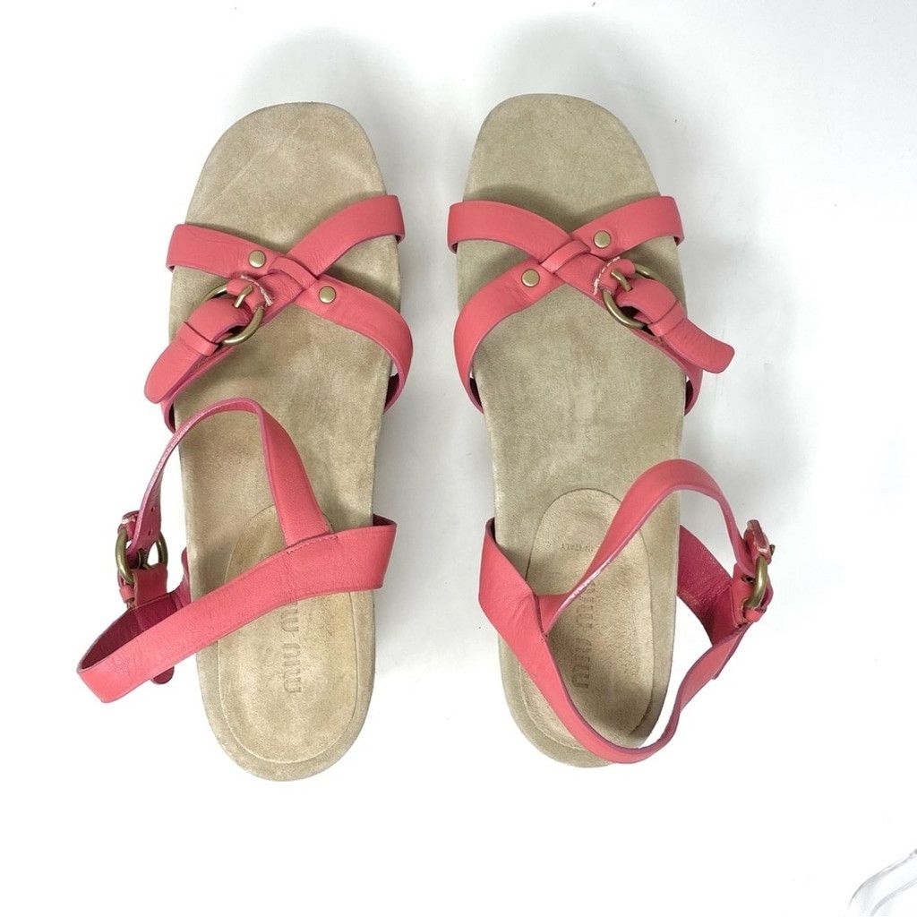 Miu Miu New Miu Miu Pink Leather Flatform Sandals Size 40 Size US 10 / IT 40 - 7 Thumbnail