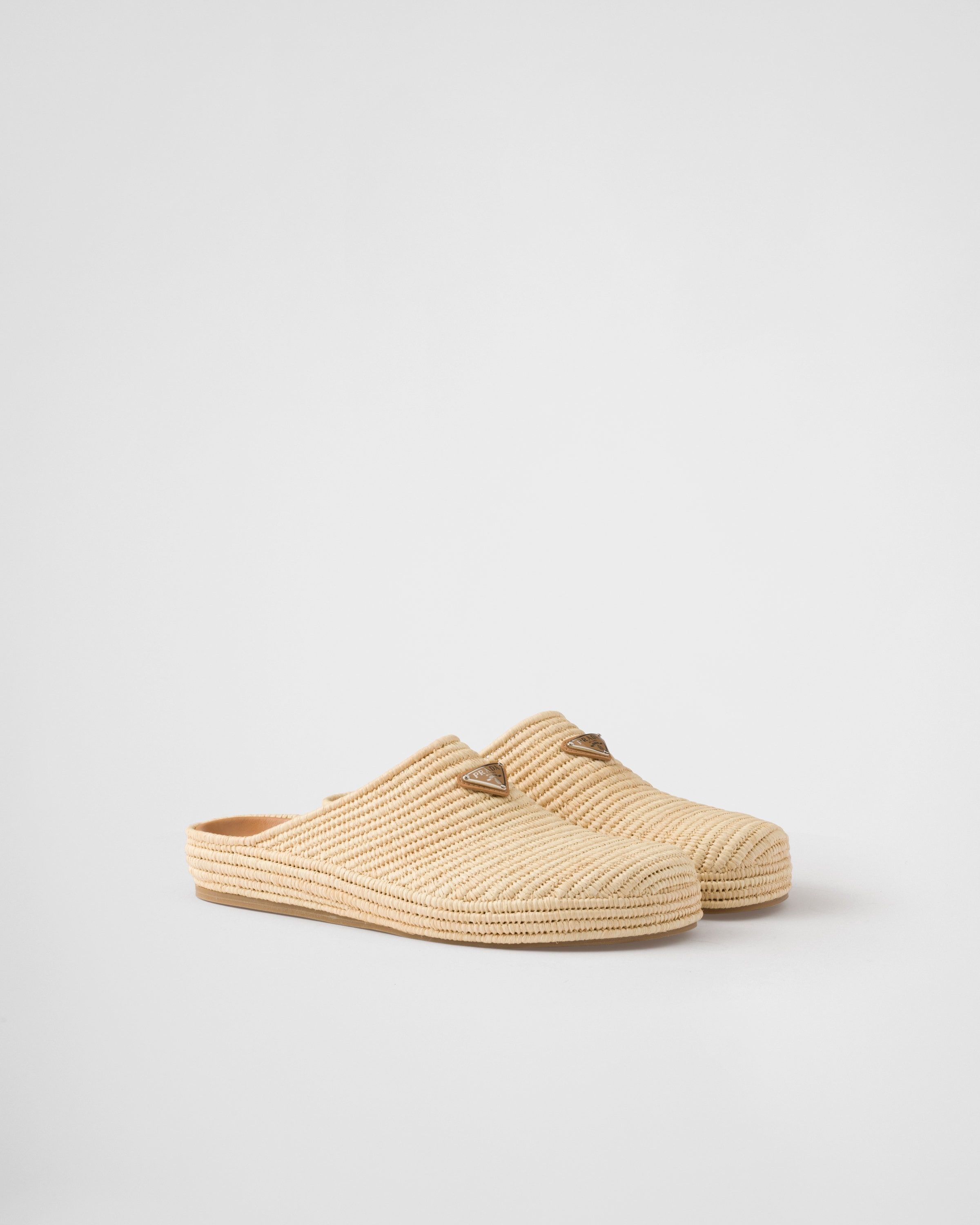 Prada o1la1rc1a0925 Raffia Mules in Beige Size US 11 / EU 44 - 1 Thumbnail