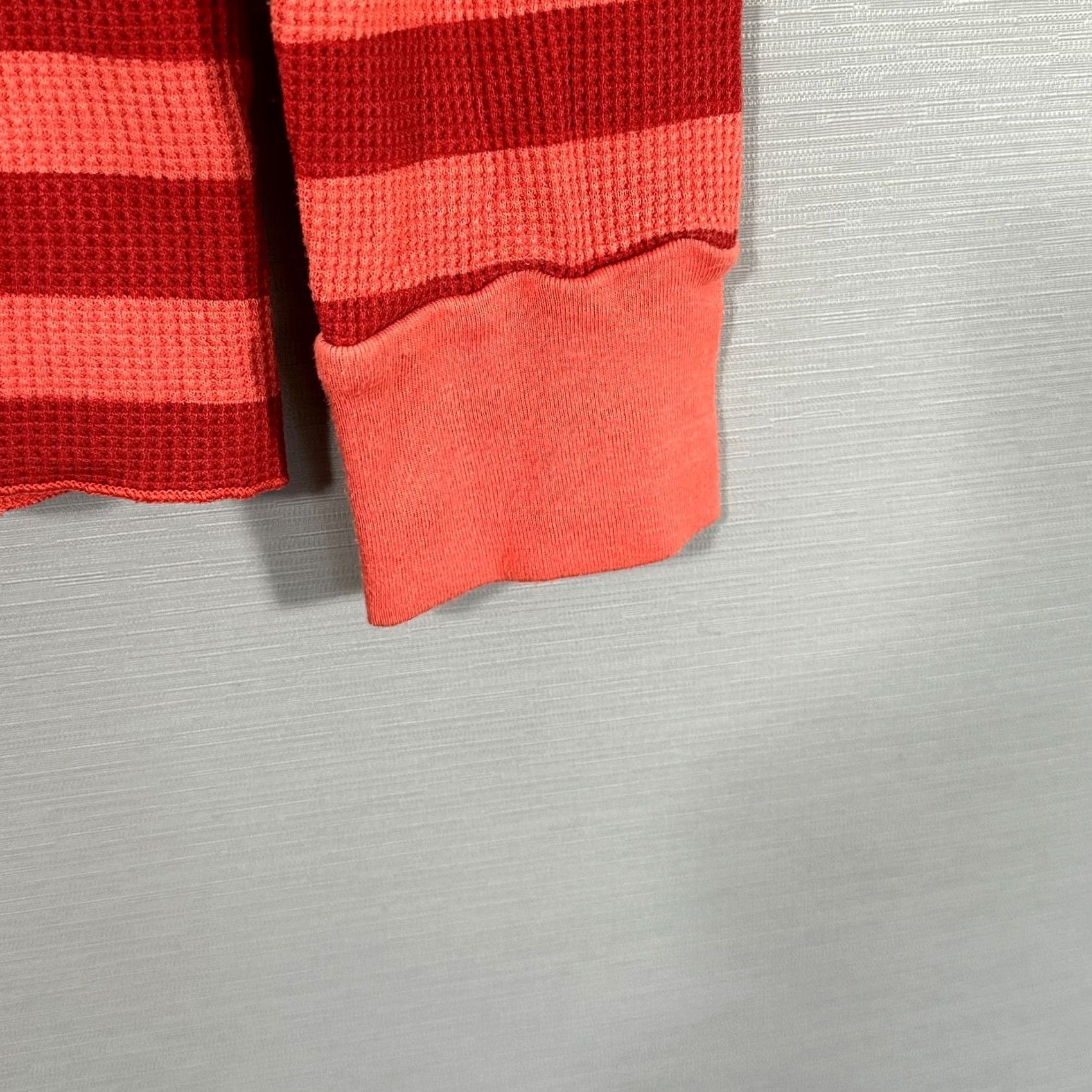 Splendid Splendid Womens XL Orange Striped Cotton Blend Knit Long Sleeve Tee Pullover Shirt V-Neck Top Size XL / US 12-14 / IT 48-50 - 5 Thumbnail