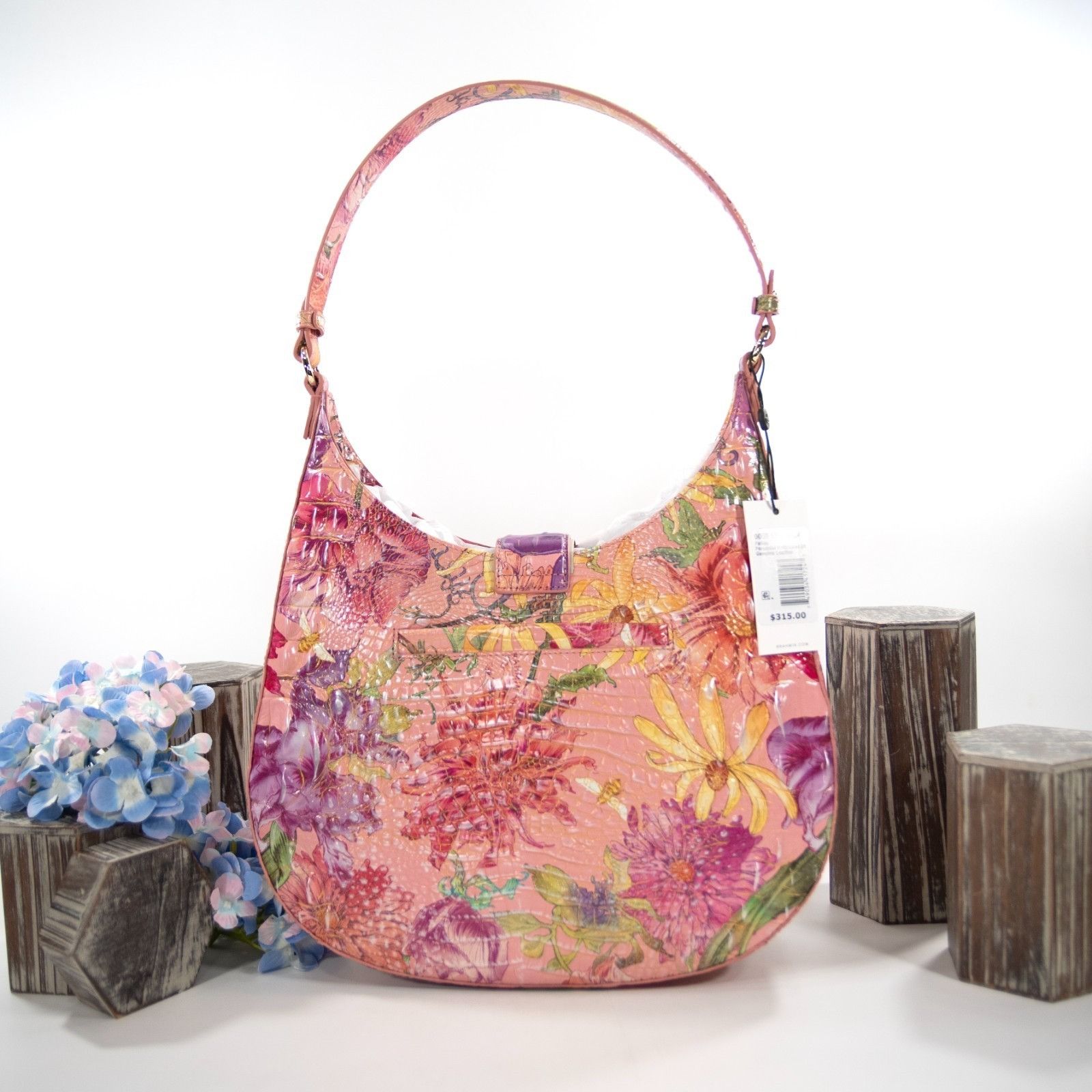 BRAHMIN Brahmin Fallon Perennial Melbourne DI Leather Floral Hobo Sh Size ONE SIZE - 6 Thumbnail