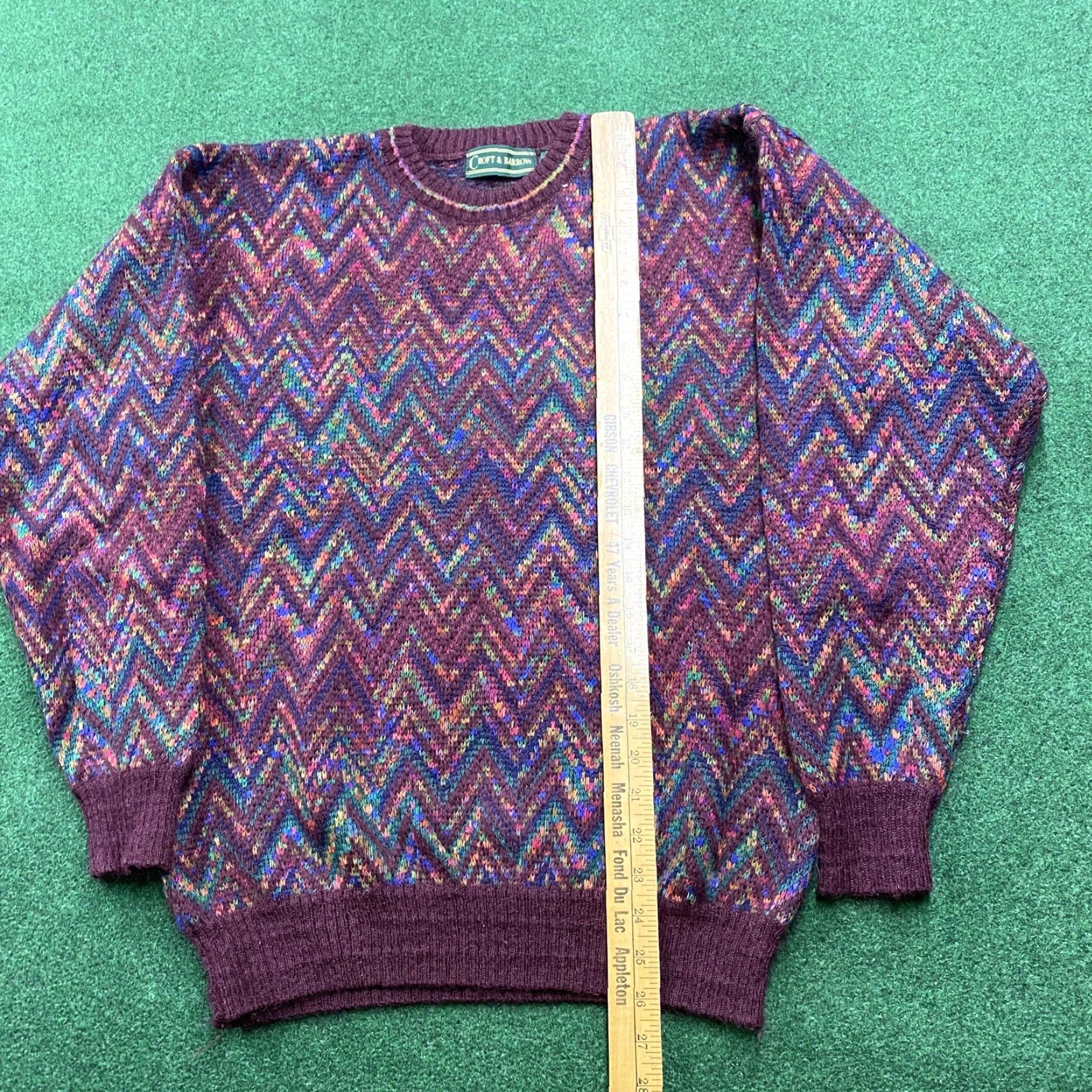 Vintage VINTAGE Striped Wool Sweater Mens S Red Knit Abstract 3D Zig Zag Sweatshirt Size US S / EU 44-46 / 1 - 6 Thumbnail