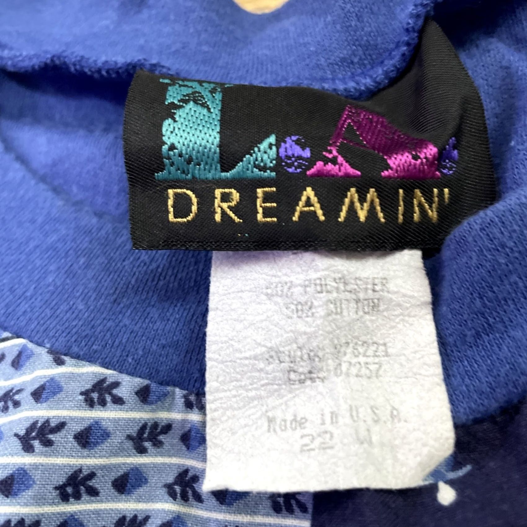 Vintage VINTAGE LA DREAMIN Paisley Top Women 22W Blue Floral Cuff Pullover Knit 48" Women T-Shirt XS-XXL not included Size 3XL / US 20-22 - 6 Thumbnail