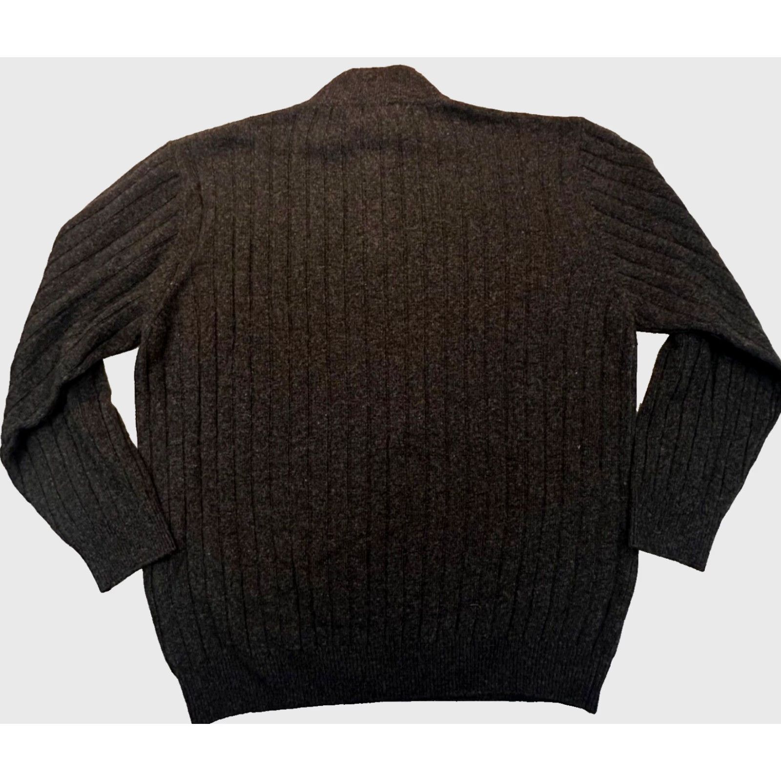 Vintage Hathaway Platinum 100% Geelong Lambs Wool Mens 2XL Pullover Sweater Mock 1/4 Zip Charcoal Gray NWT Made in Italy (Fall/Winter) Mens Size US XXL / EU 58 / 5 - 6 Thumbnail