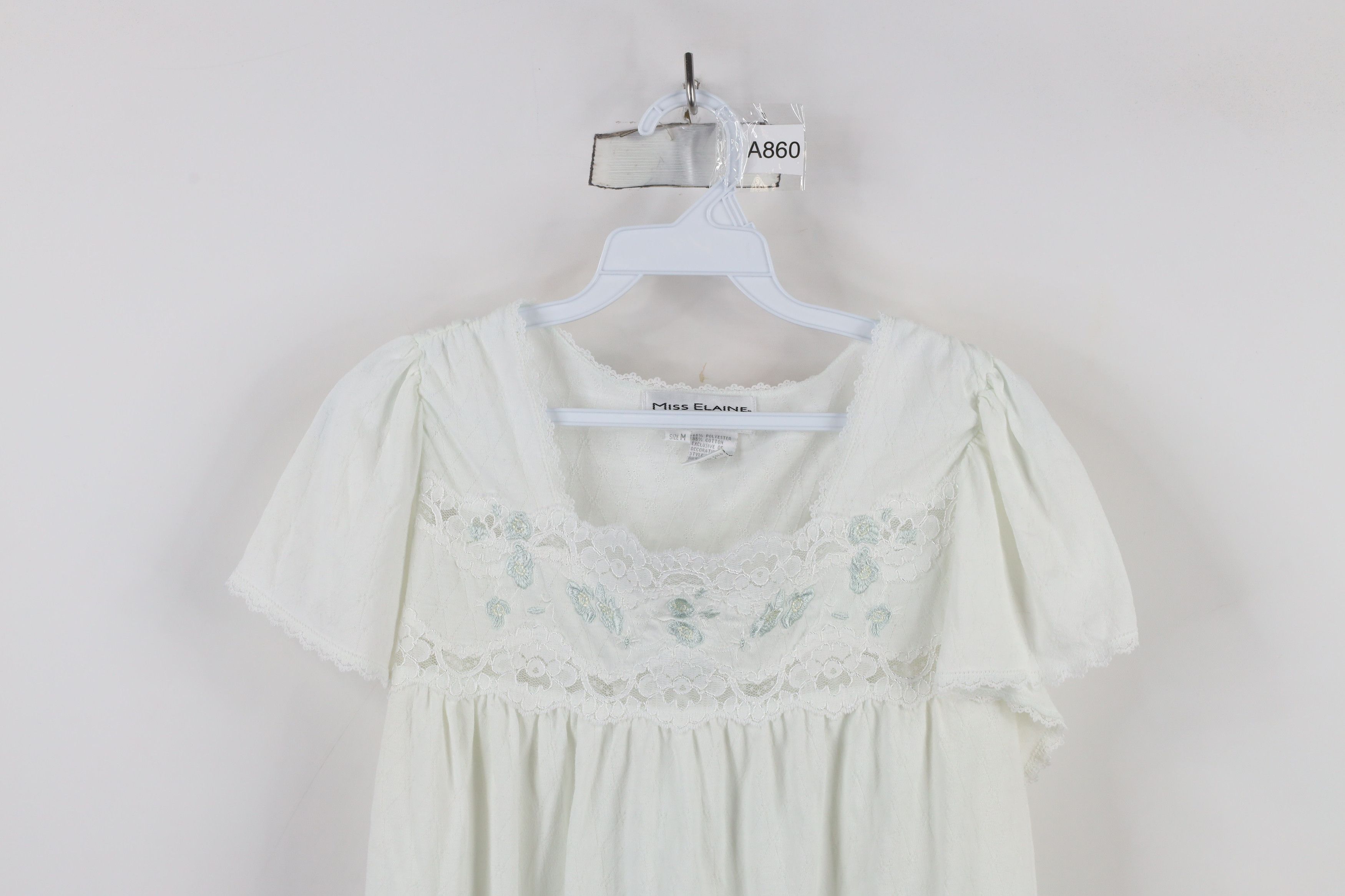 Vintage Vintage 90s Miss Elaine Lace Knit Night Gown Sleep Shirt Size M / US 6-8 / IT 42-44 - 2 Thumbnail