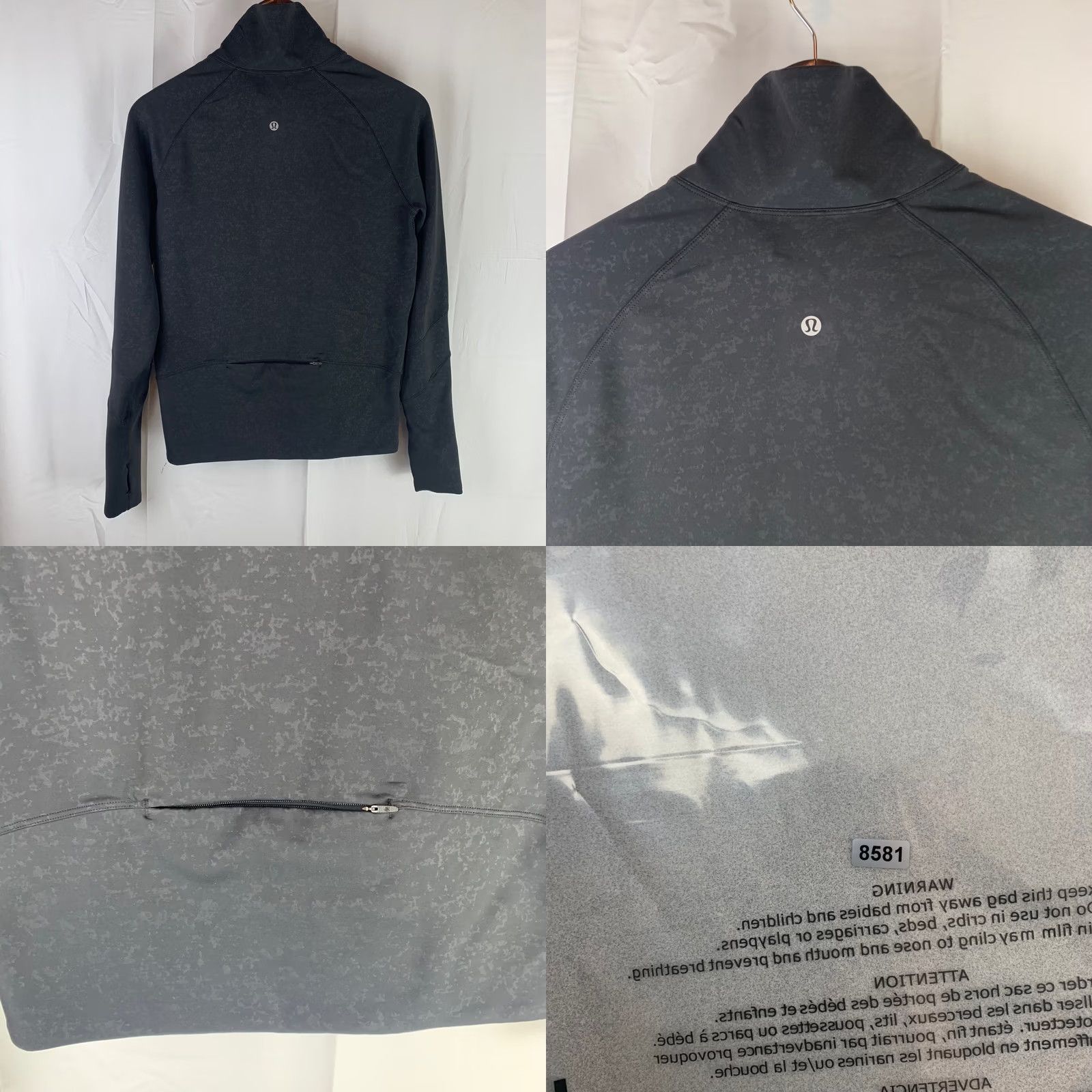 Lululemon Lululemon Basic Jacket Womens S Black Half Zip Pullover Women Tonal Camo Thumbholes Activewear Size S / US 4 / IT 40 - 8 Thumbnail
