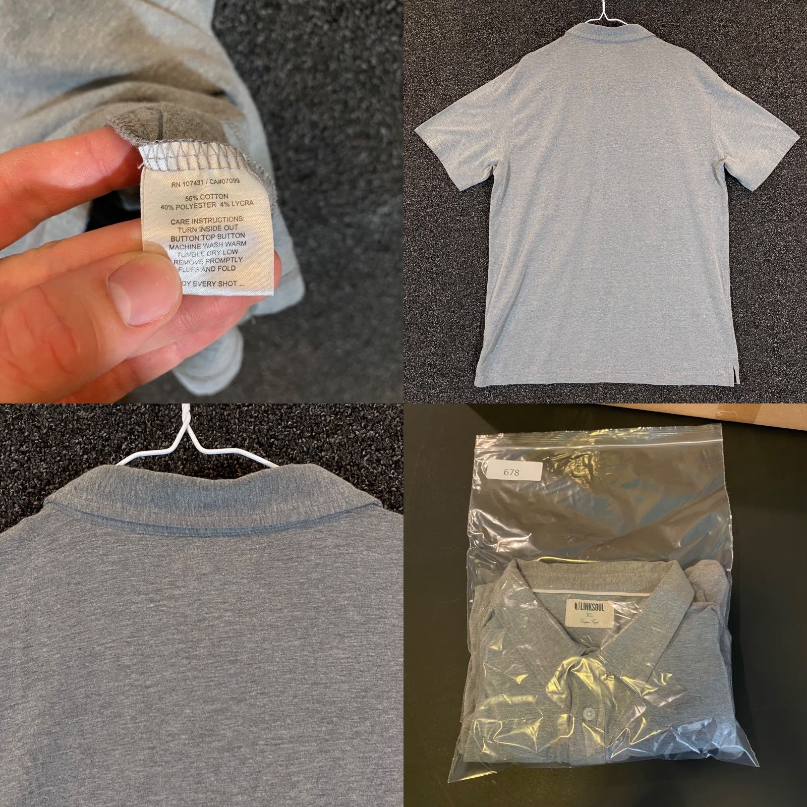 Vintage Linksoul Polo Mens XL Gray Pebble Beach Tempus Fugit Golf Shirt S/S Casual Classic Logo Sports Mens Size US XL / EU 56 / 4 - 8 Thumbnail