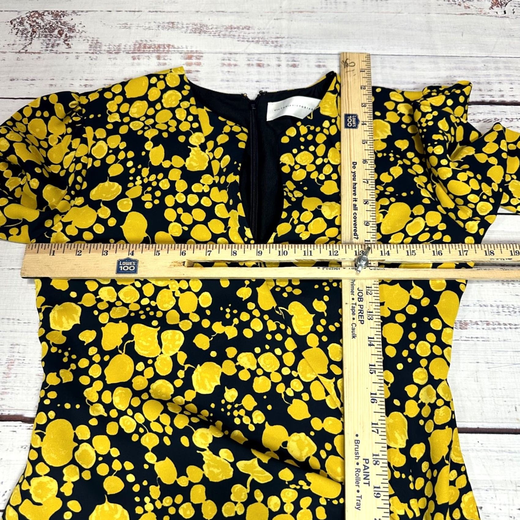 Victoria Beckham Victoria Beckham Mini Dress 3/4 Sleeve Faux Wrap Sz 4 Yellow Blue Crepe Dress Women Size S / US 4 / IT 40 - 3 Thumbnail