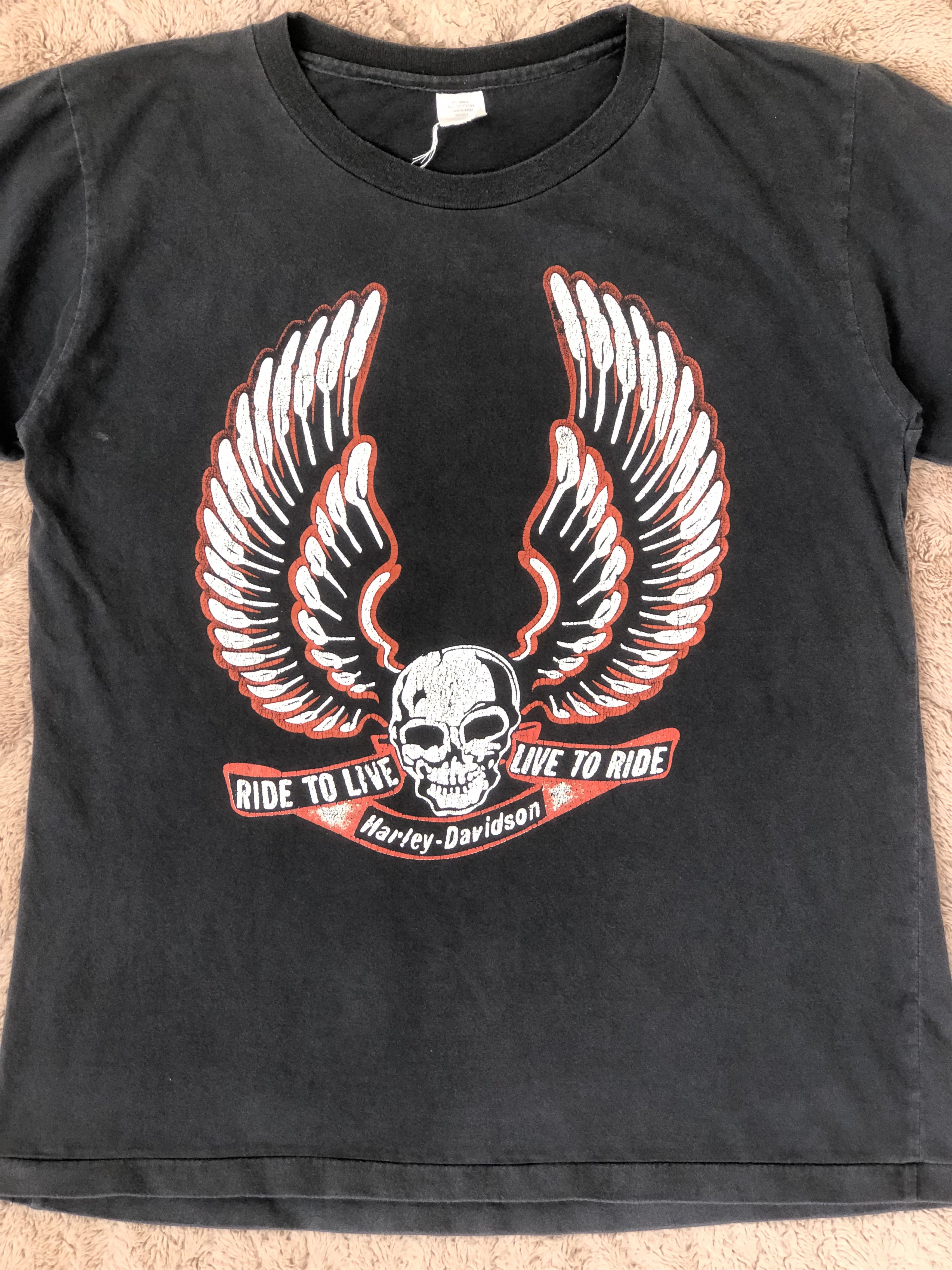 Harley Davidson Vintage 80s Harley Davidson Wing Skull Tee Size US M / EU 48-50 / 2 - 1 Thumbnail