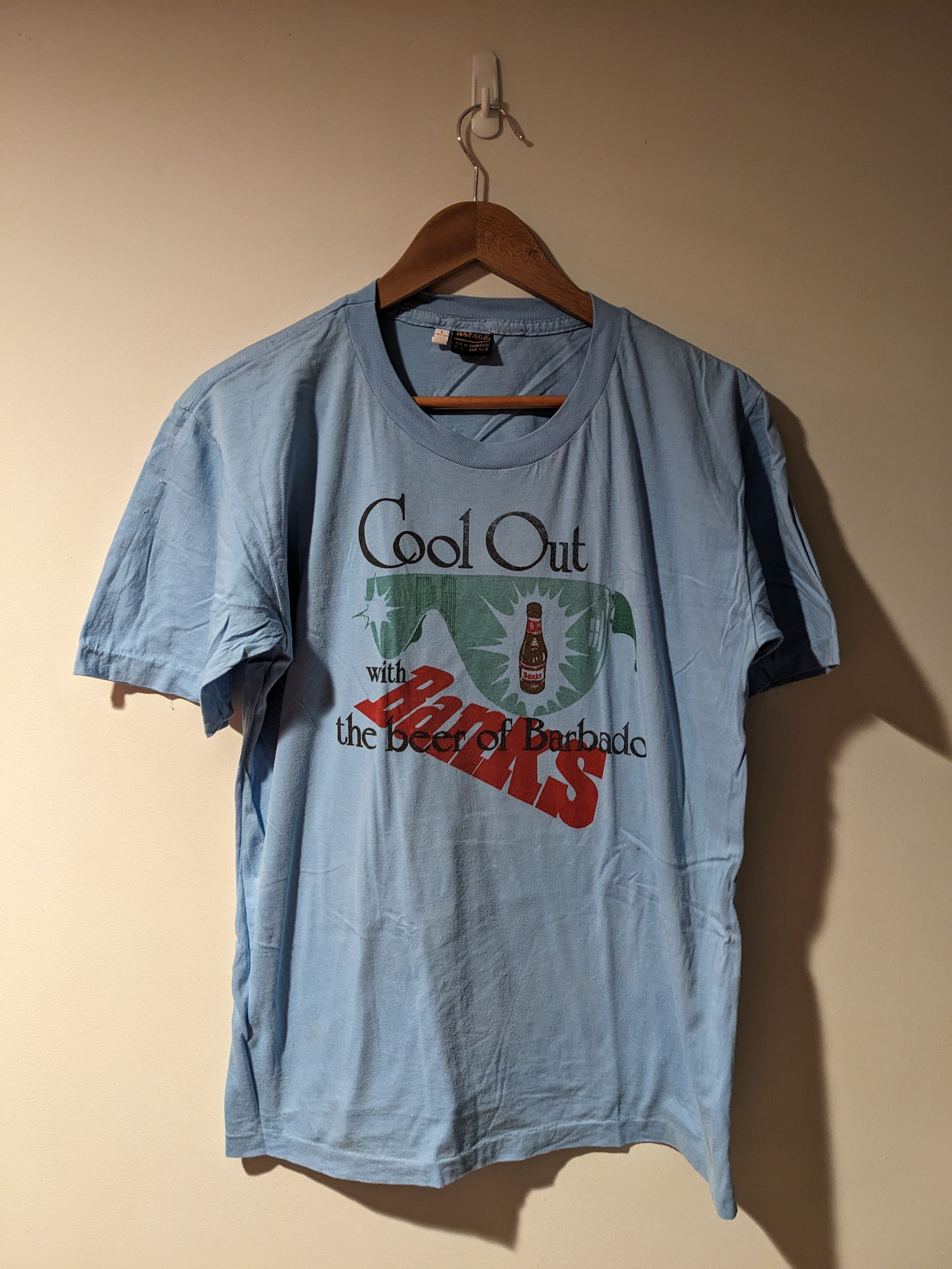 American Apparel Vintage 80s Cool Out with the Beer of Barbado Banks T-Shirt Size US L / EU 52-54 / 3 - 1 Thumbnail