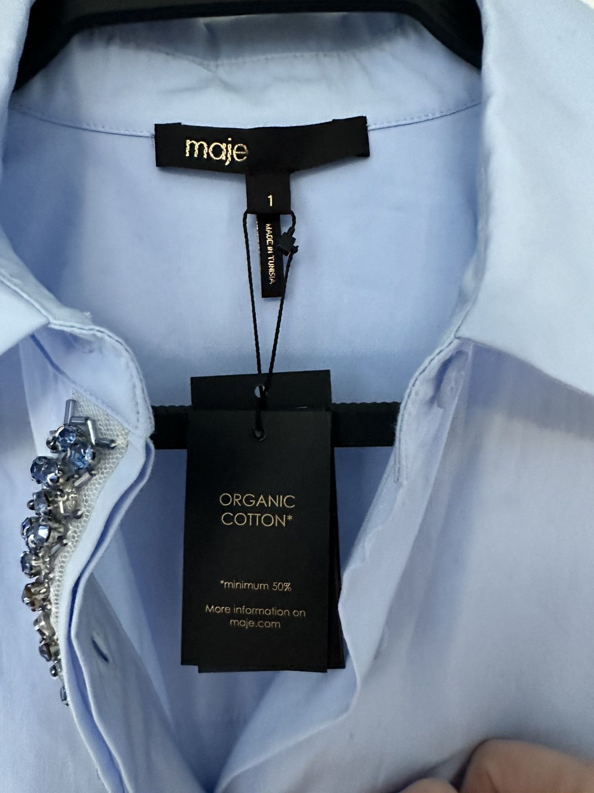 Maje Maje Blue Embellished Button-Up Shirt Size S / US 4 / IT 40 - 5 Thumbnail