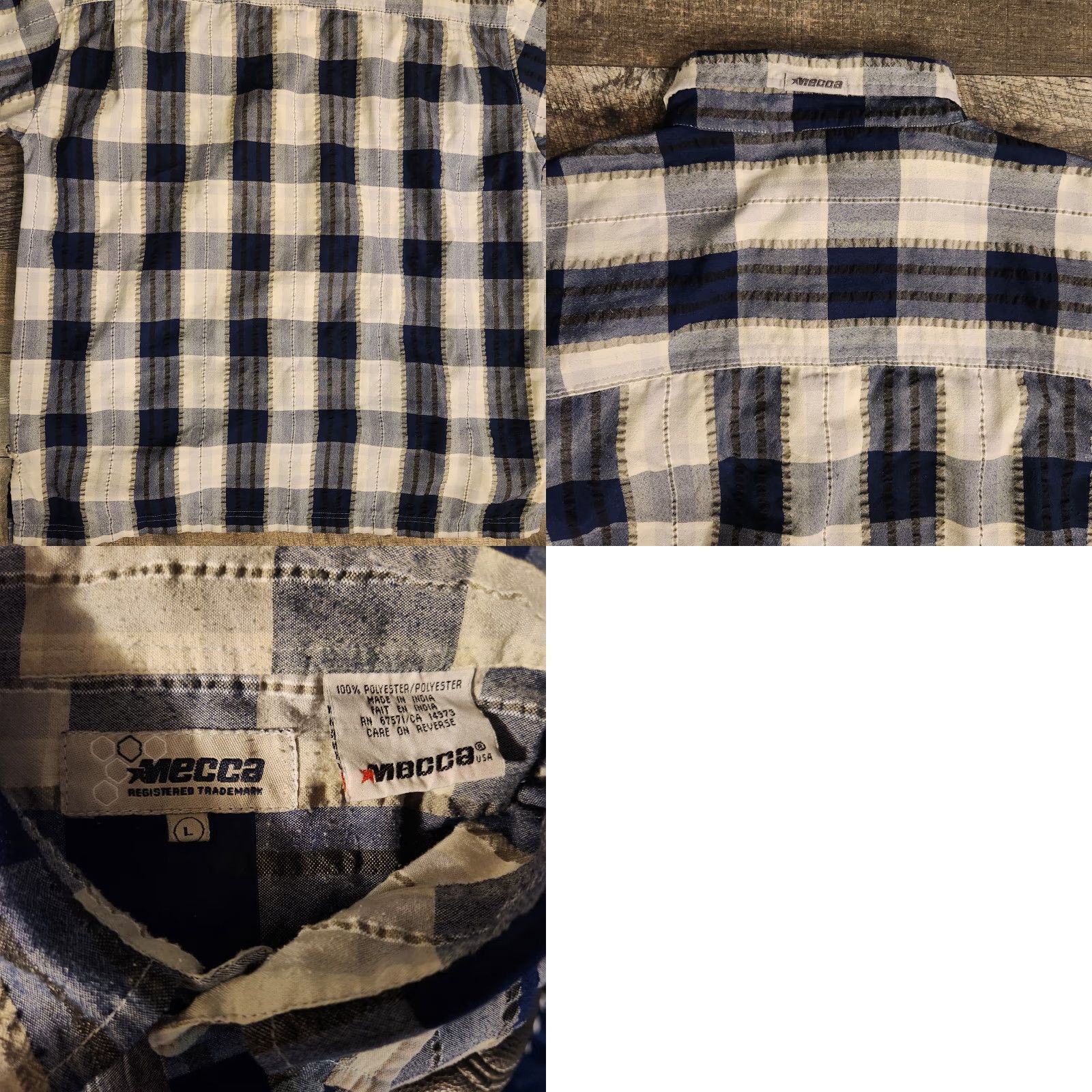 Vintage VINTAGE Mecca Shirt Mens XL Button Short Sleeve Blue Plaid Hip Hop Street Size US XL / EU 56 / 4 - 8 Thumbnail