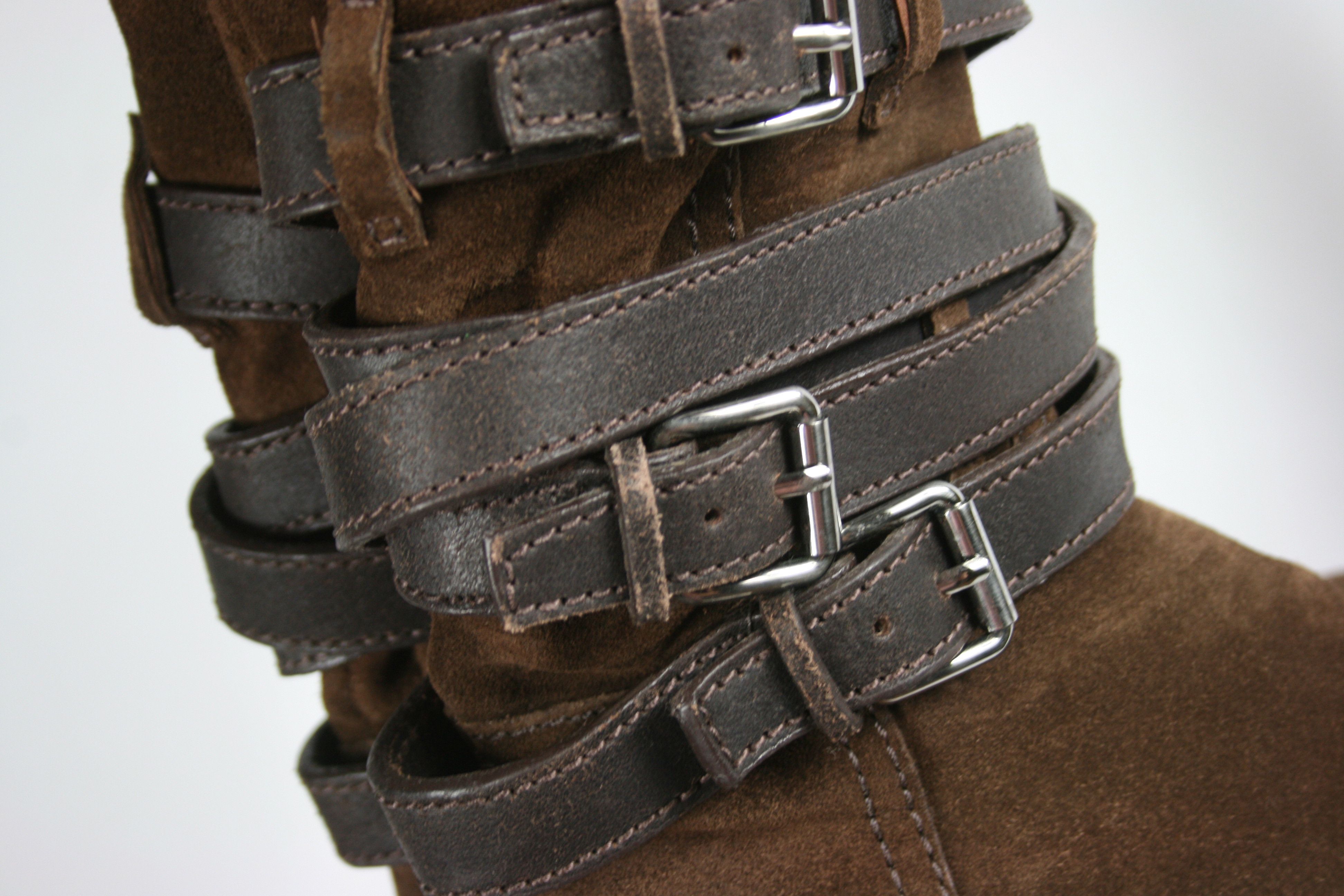 Miu Miu Biker Buckled Harness Suede Boots Size US 7.5 / IT 37.5 - 8 Thumbnail