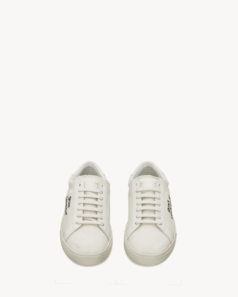 Saint Laurent Paris o1b1hav111125 Court Classic sl/06 Embroidered Sneakers Cream Size US 12 / EU 45 - 2 Thumbnail