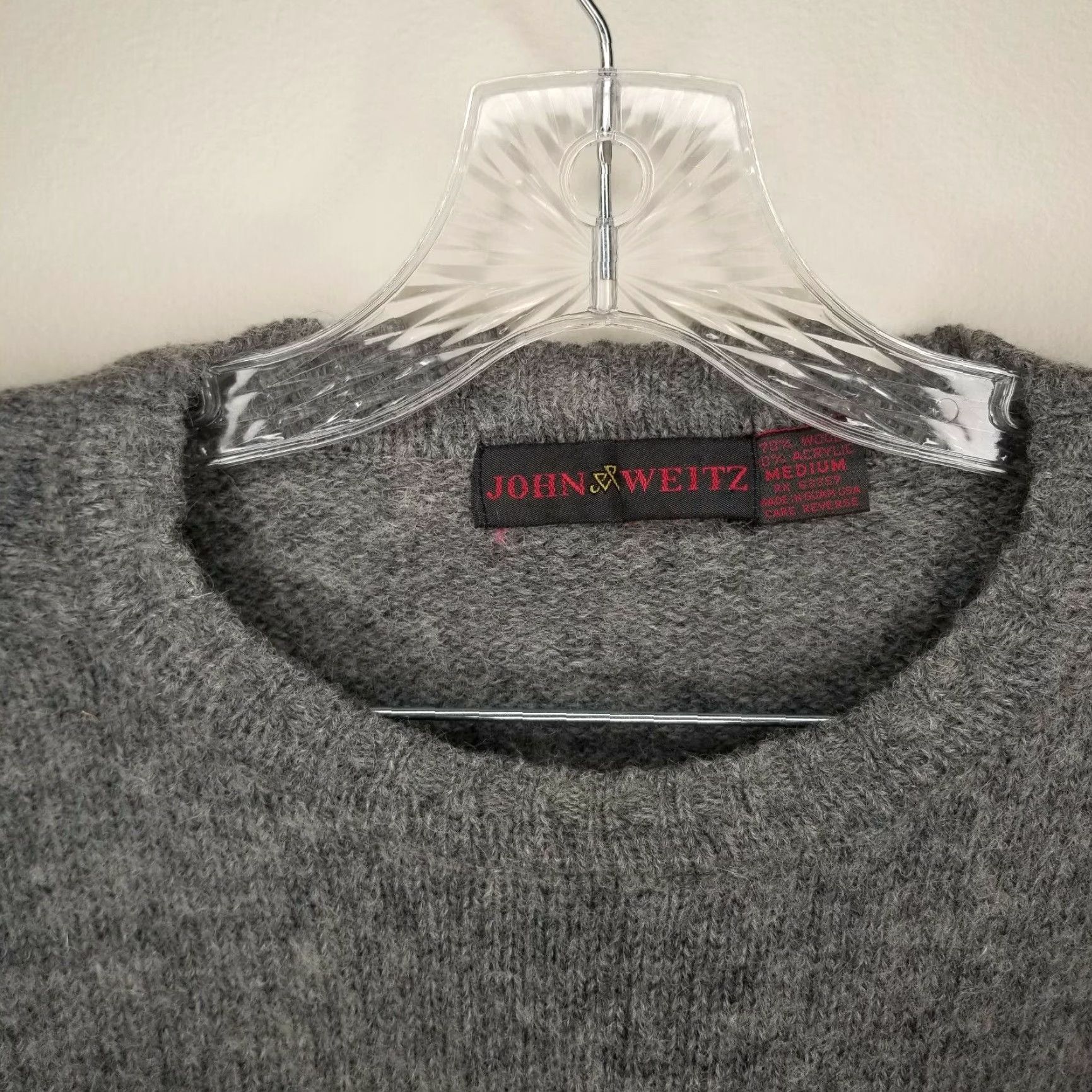Vintage John Weitz Wool Sweater Womens Medium Gray Pullover Size M / US 6-8 / IT 42-44 - 2 Thumbnail