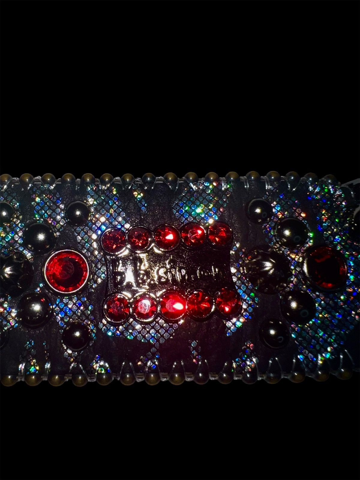 B.B. Simon BB SIMON Black AB Iridescent Snakeskin Belt Size ONE SIZE - 10 Thumbnail