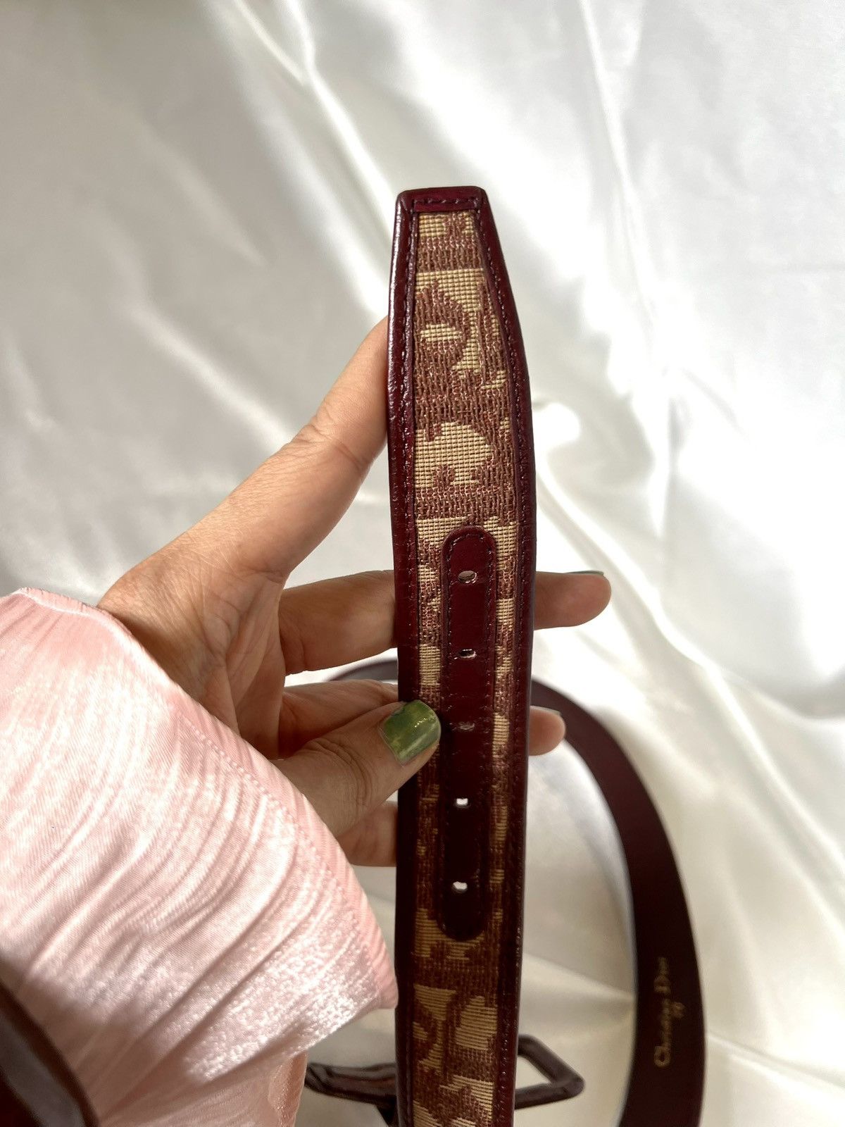 Dior Dior Leather Belt – Burgundy/Beige Monogram Size ONE SIZE - 7 Thumbnail