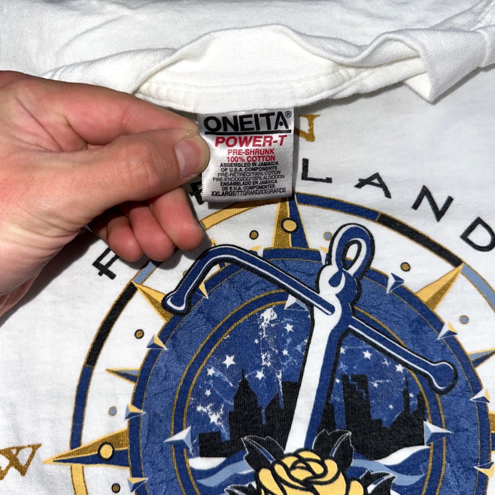 Vintage Oneita Portland Oregon 90s VTG T Shirt Single Stitch Compass Hiking Rose 1997 Size US XXL / EU 58 / 5 - 3 Thumbnail