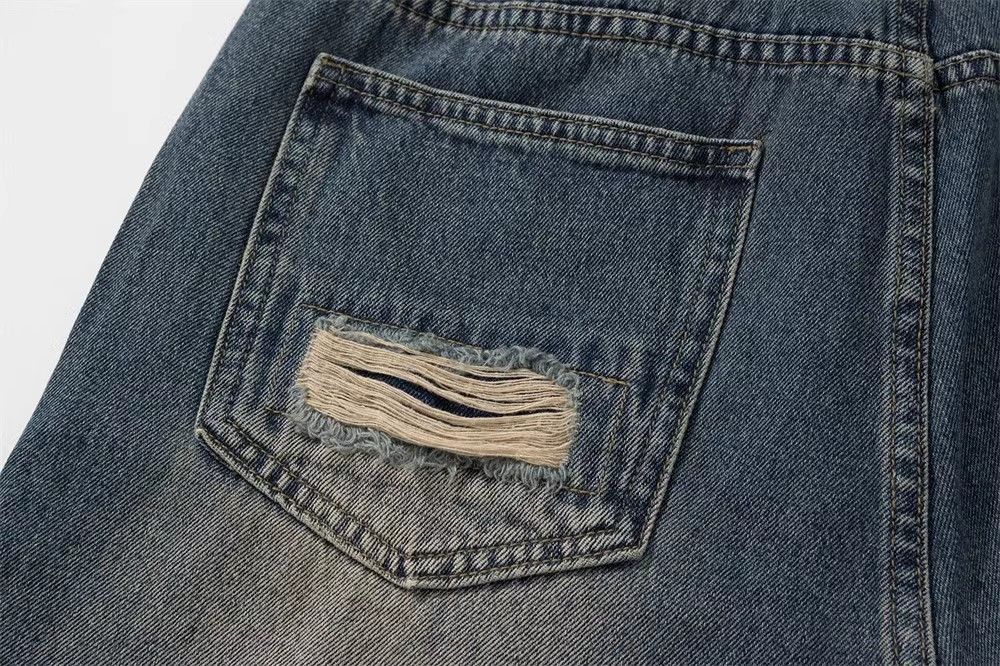 Japanese Brand × Jean Men's washed distressed loose wide-leg ripped jeans Size US 32 / EU 48 - 5 Thumbnail