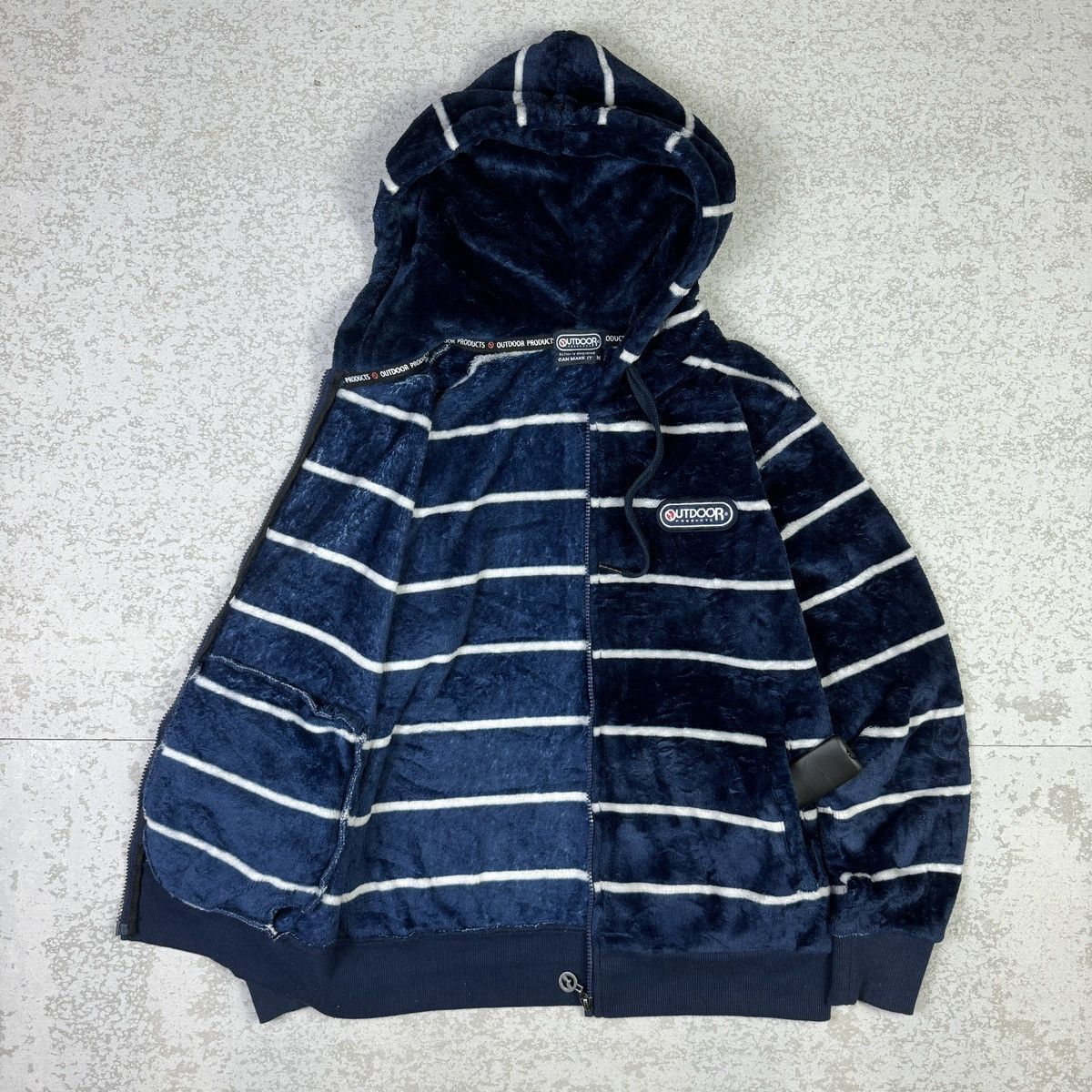 Japanese Brand Outdoor Products Stripe Matted Fleece Hooded Sweater Size US M / EU 48-50 / 2 - 2 Thumbnail