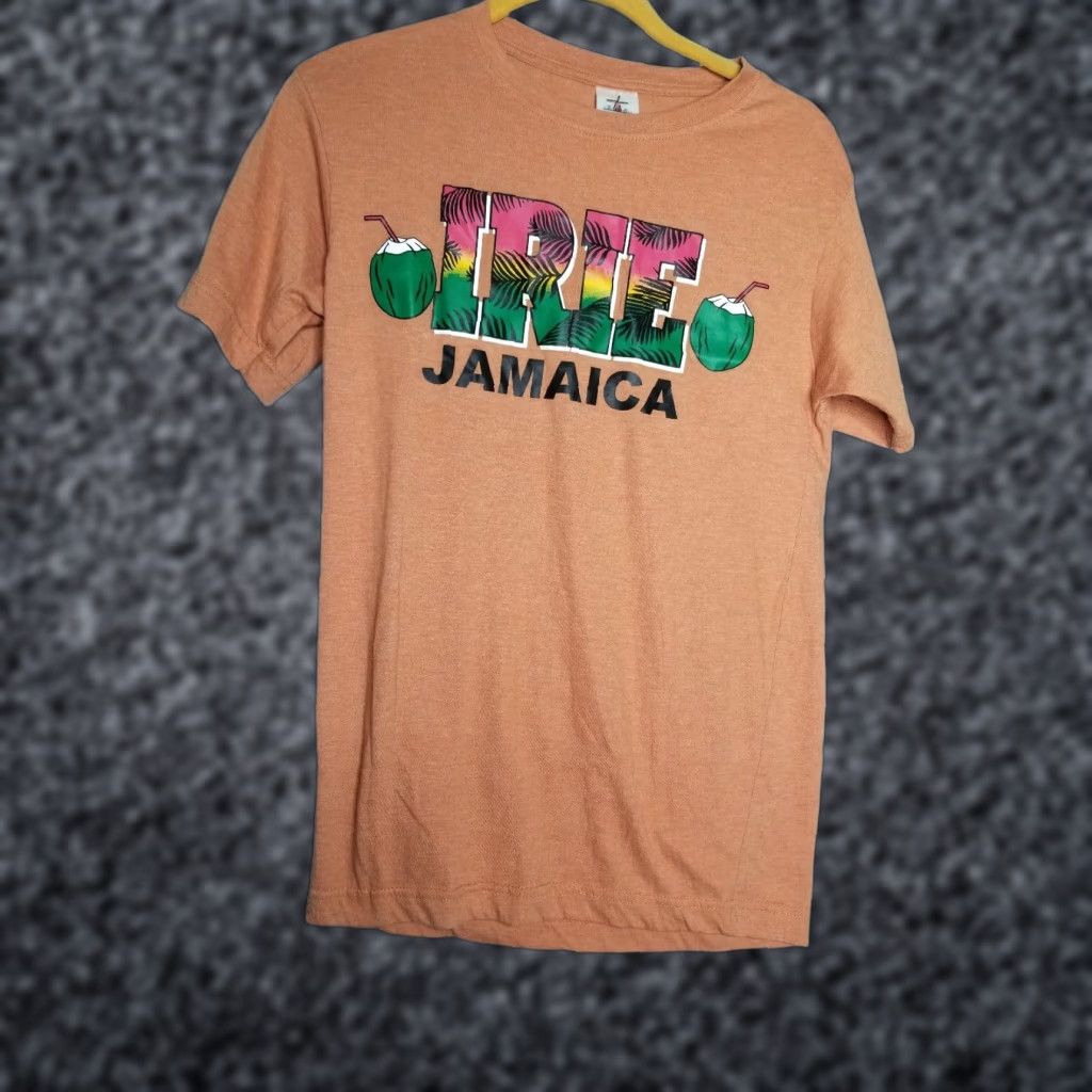 Vintage Irie Jamaica T-Shirt - Vintage-Inspired Travel Souvenir Orange - Mens Small - Cotton Crew Neck Short Sleeve - Wind Mill Size US S / EU 44-46 / 1 - 1 Thumbnail