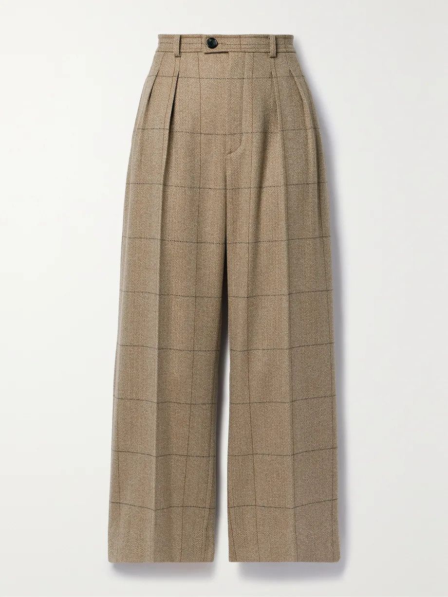 o1srvl11e0824 Yurik Cheviot Overcheck Trouser in Brown