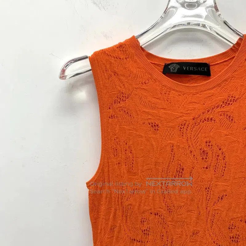 Versace Versace Orange Woven Women's Dress . Size M / US 6-8 / IT 42-44 - 3 Thumbnail
