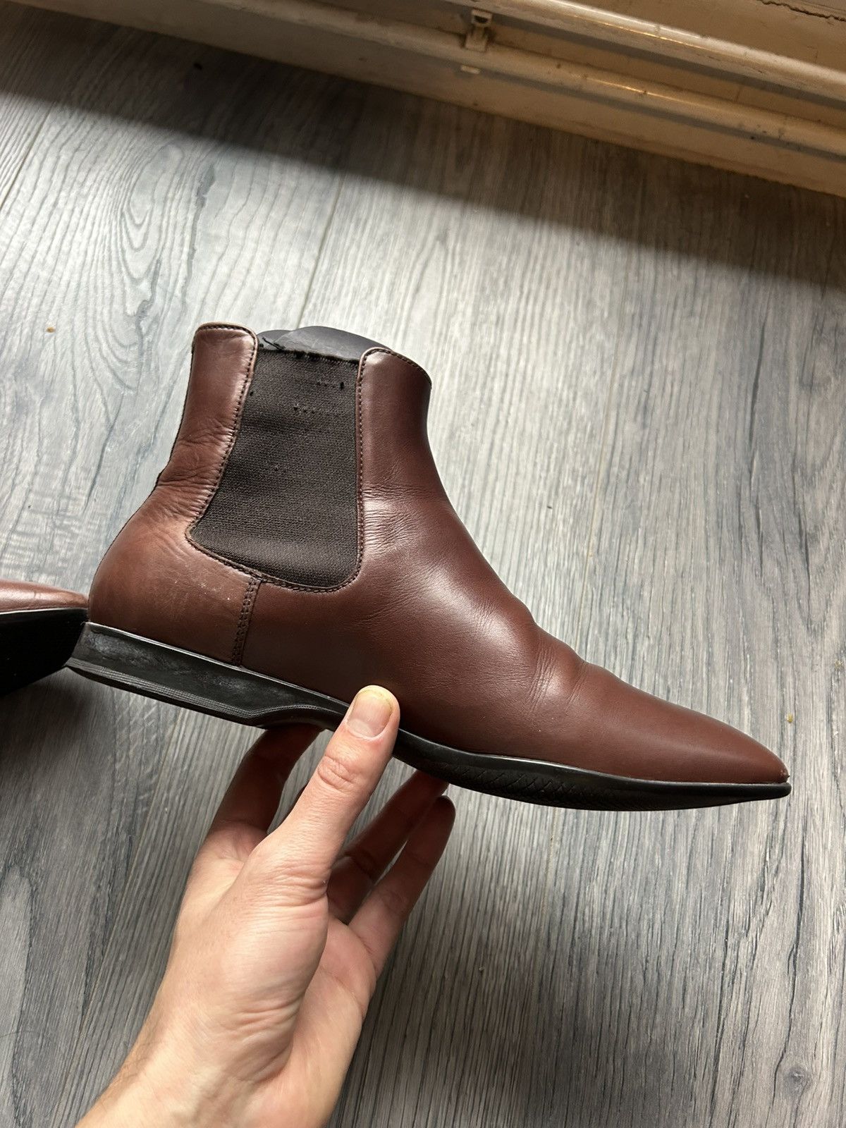 Prada Prada Brown Leather Chelsea Boots Size US 6 / EU 39 - 7 Thumbnail