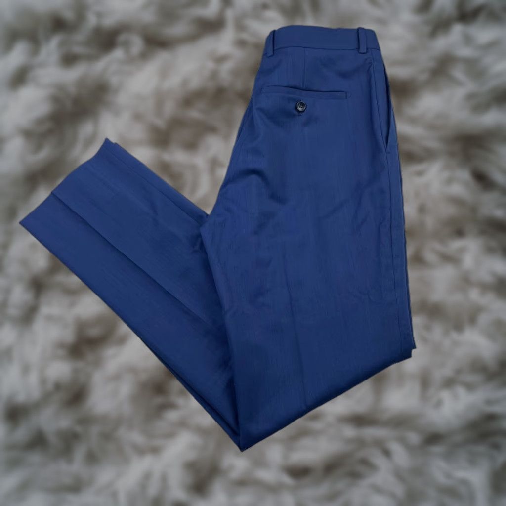 KENZO Men’s 100% Wool Flat Front Dress Pants Blue 30x32 Pants Regular Men’s Wool Dress Pants Blue 30 Inseam 32 Flat Front Vintage No Pockets