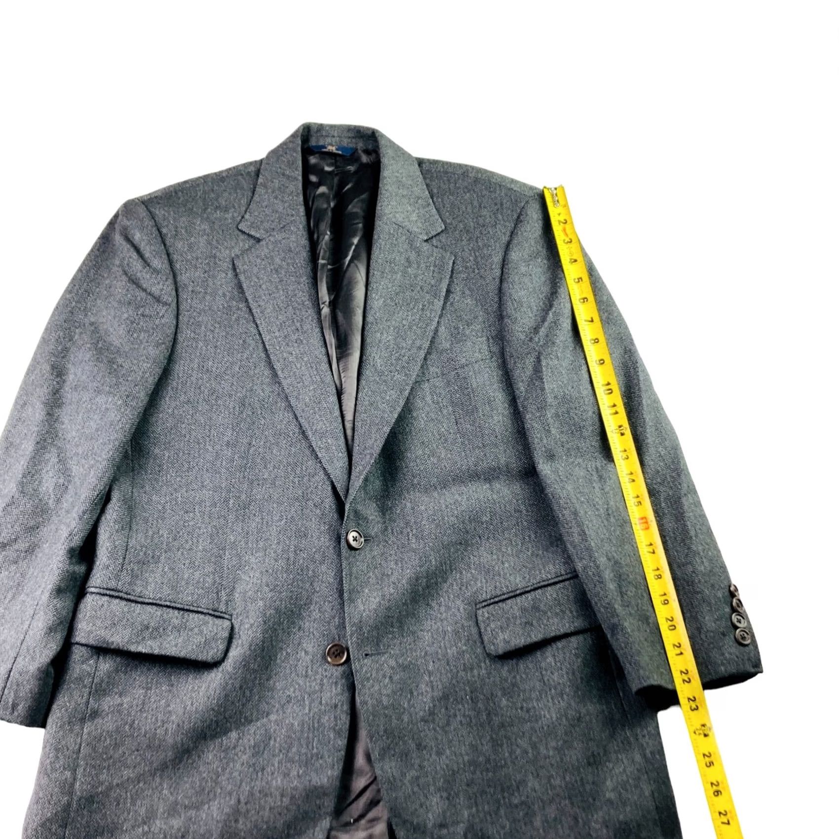 Brooks Brothers Brooks Brothers 346 Men's Wool Tweed Blazer Jacket Gray Herringbone 40 R Size 40R - 7 Thumbnail