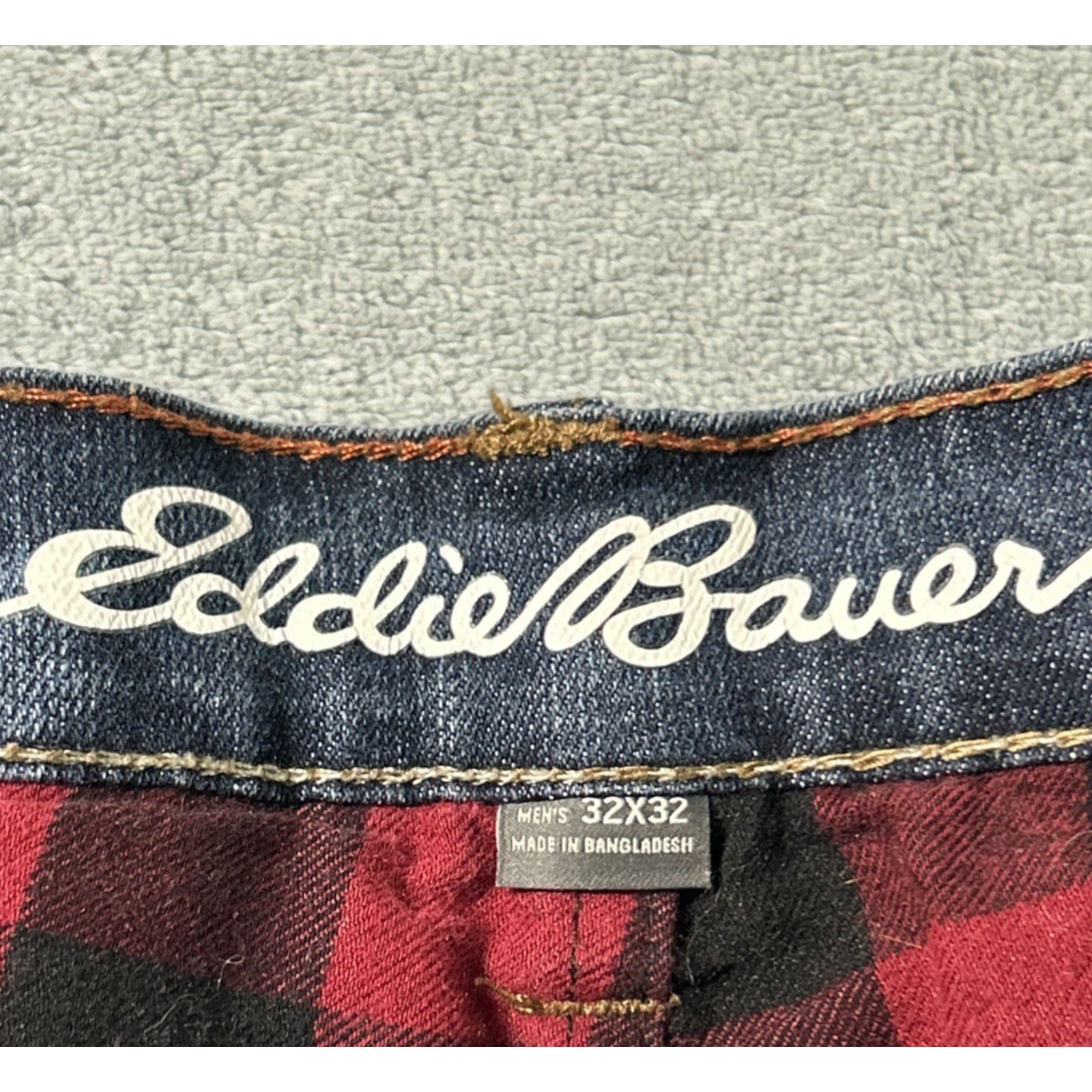 Eddie Bauer Straight Flannel Lined Jeans Men 32x30 Tartan Plaid Outdoors Size US 32 / EU 48 - 3 Thumbnail