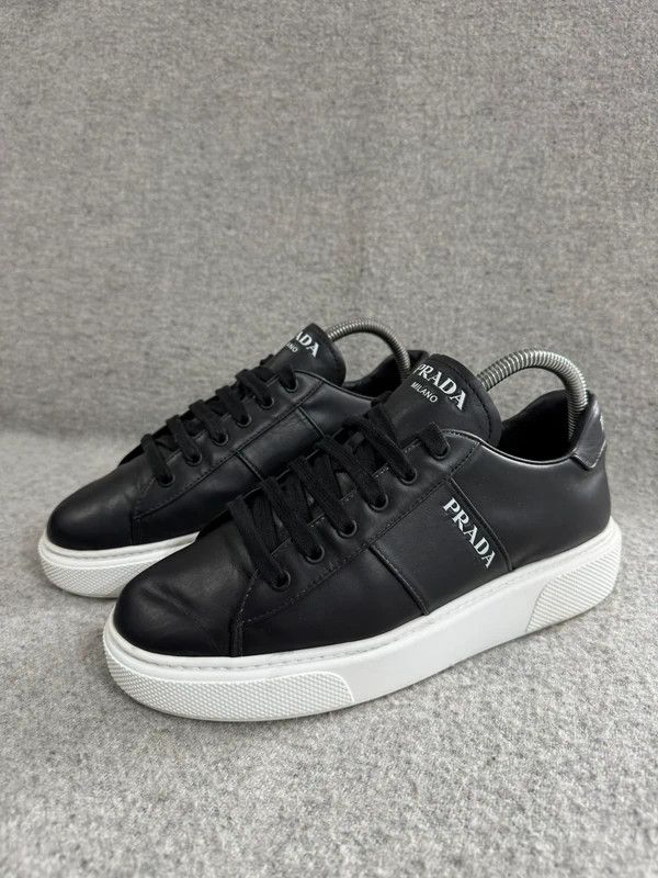 Prada Prada Black Leather Low Top Platform Sneakers Size 39 Size US 9 / IT 39 - 7 Thumbnail