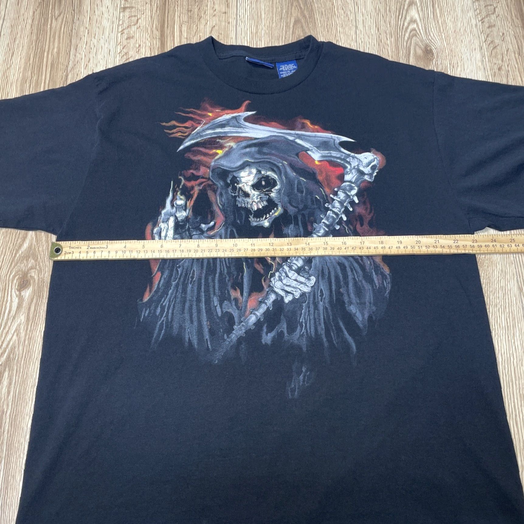 Vintage VINTAGE Grim Reaper Skull Shirt Black Adult XL Short Sleeve Mens Size US XL / EU 56 / 4 - 4 Thumbnail