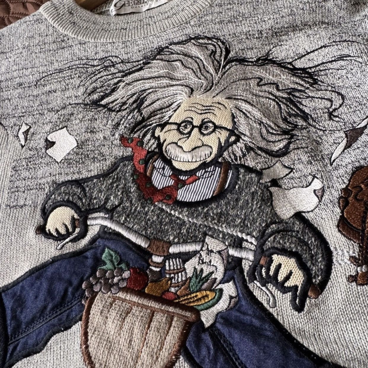Japanese Brand VTG90s Jean Louis Fradet Albert Einstein Biking Knit Sweater Size US S / EU 44-46 / 1 - 4 Thumbnail