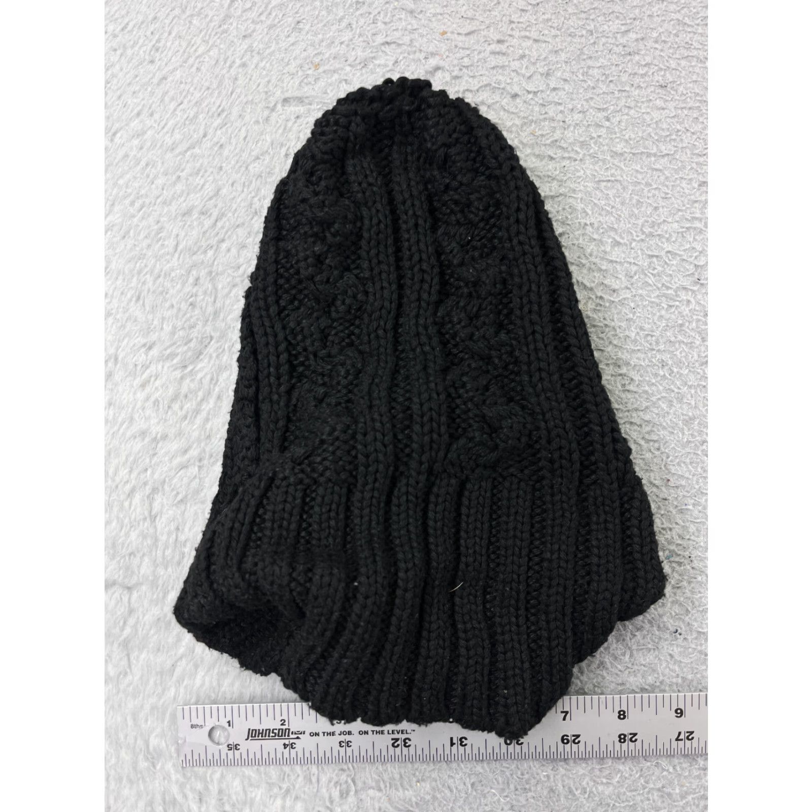 Vintage Bea n ie Toque Beanie Womens One Size Black Cable Knit Acrylic Polyester Ski Winter Size ONE SIZE - 4 Thumbnail