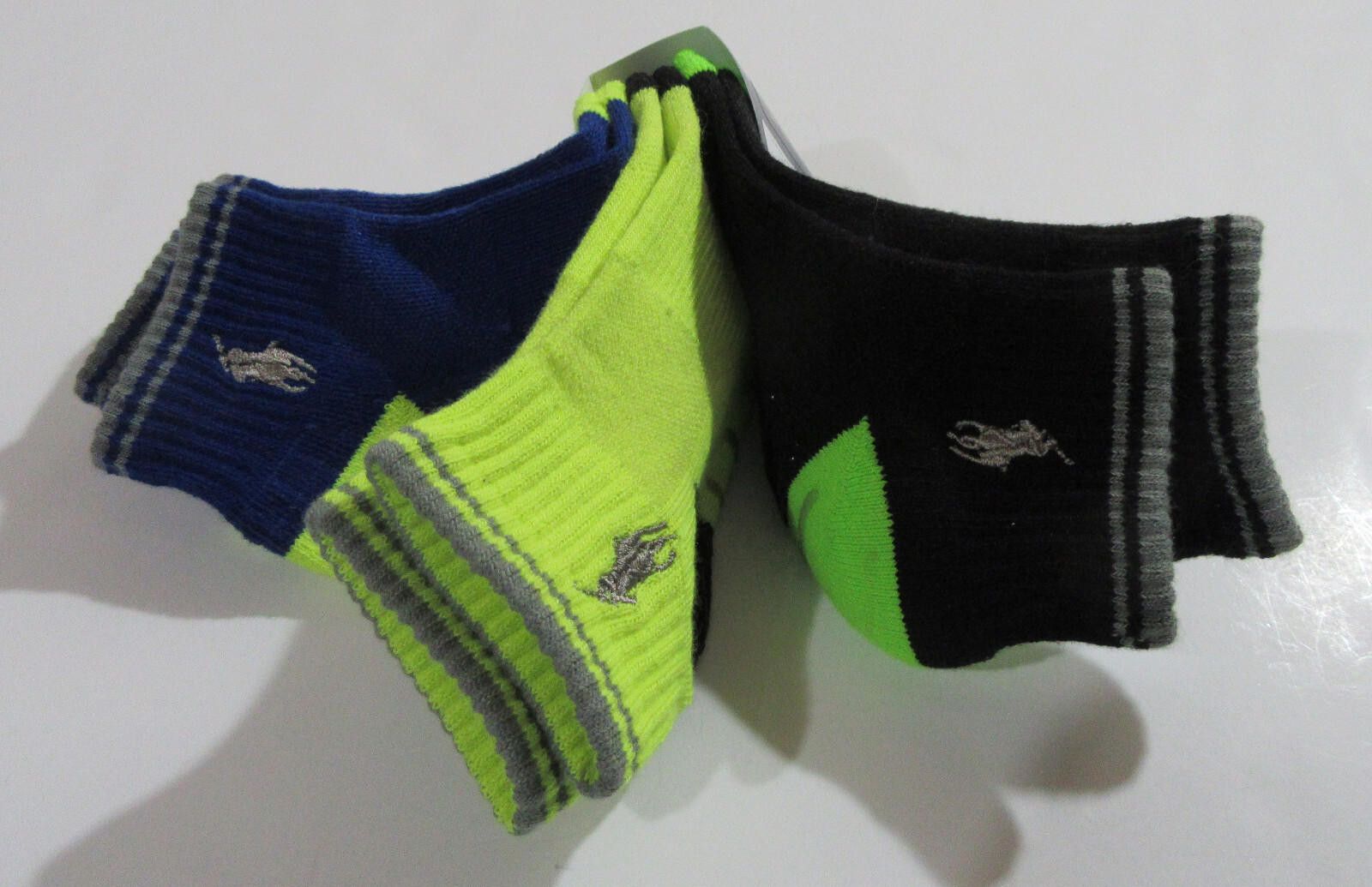 Polo Ralph Lauren Polo Ralph Lauren Boys Quarter Socks Neon 6-10, 3 Pack Size ONE SIZE - 3 Thumbnail