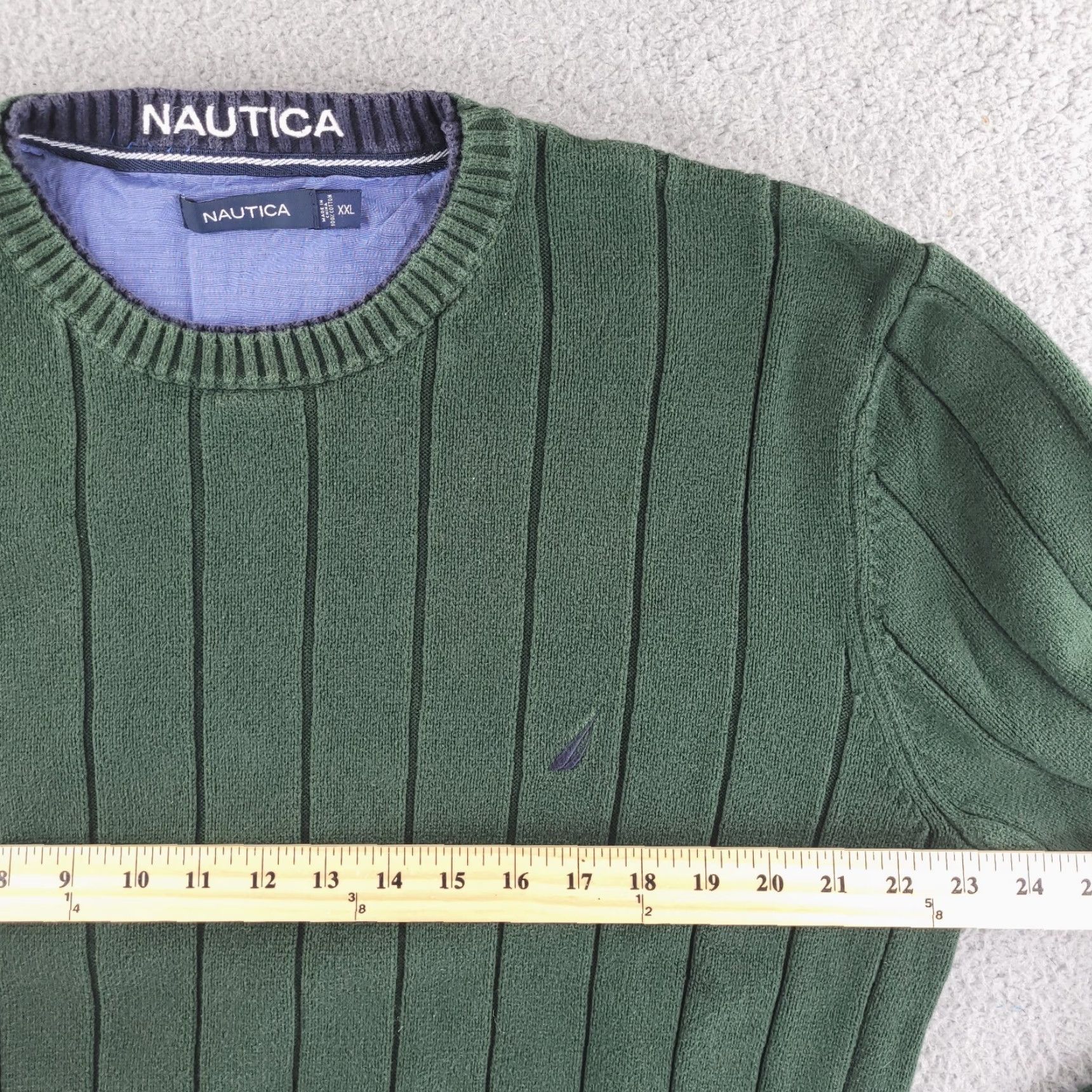 Nautica VINTAGE Nautica Sweater Mens Large Green Cable-Knit Thick Crew Neck Knit Cotton Pullover Mens Size US L / EU 52-54 / 3 - 7 Thumbnail