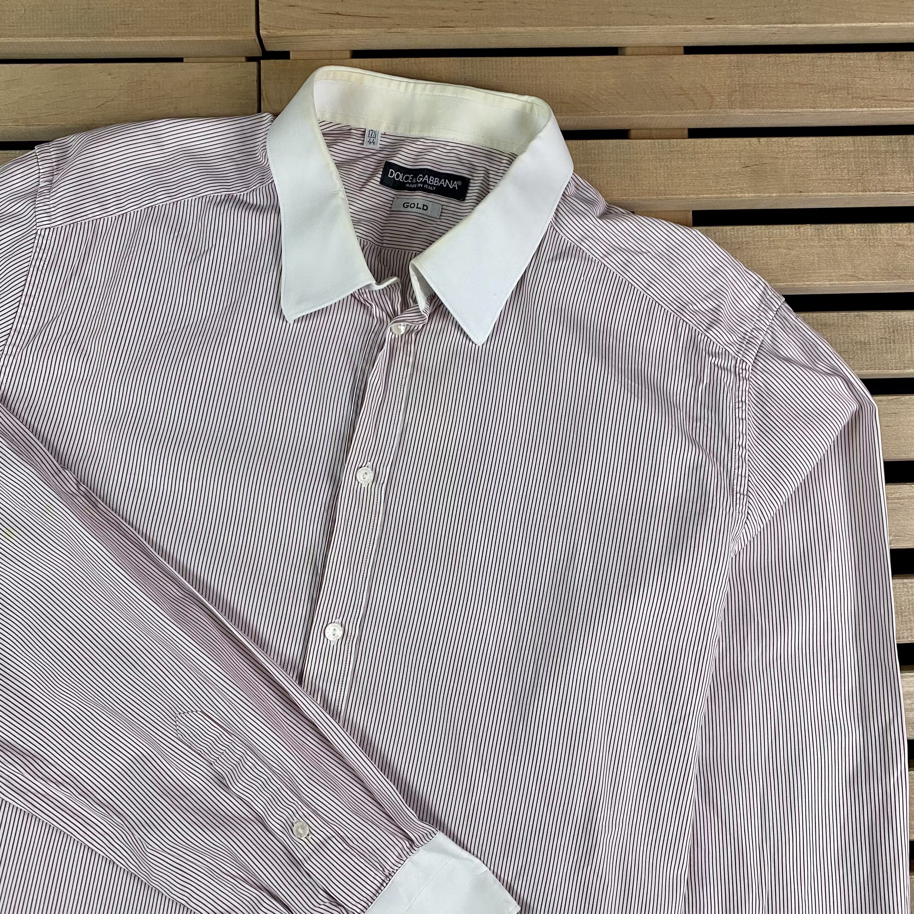 Dolce & Gabbana × Vintage Mens Shirt Long Sleeve Vintage Dolce Gabbana Size 17.5/44 Size US XL / EU 56 / 4 - 2 Thumbnail