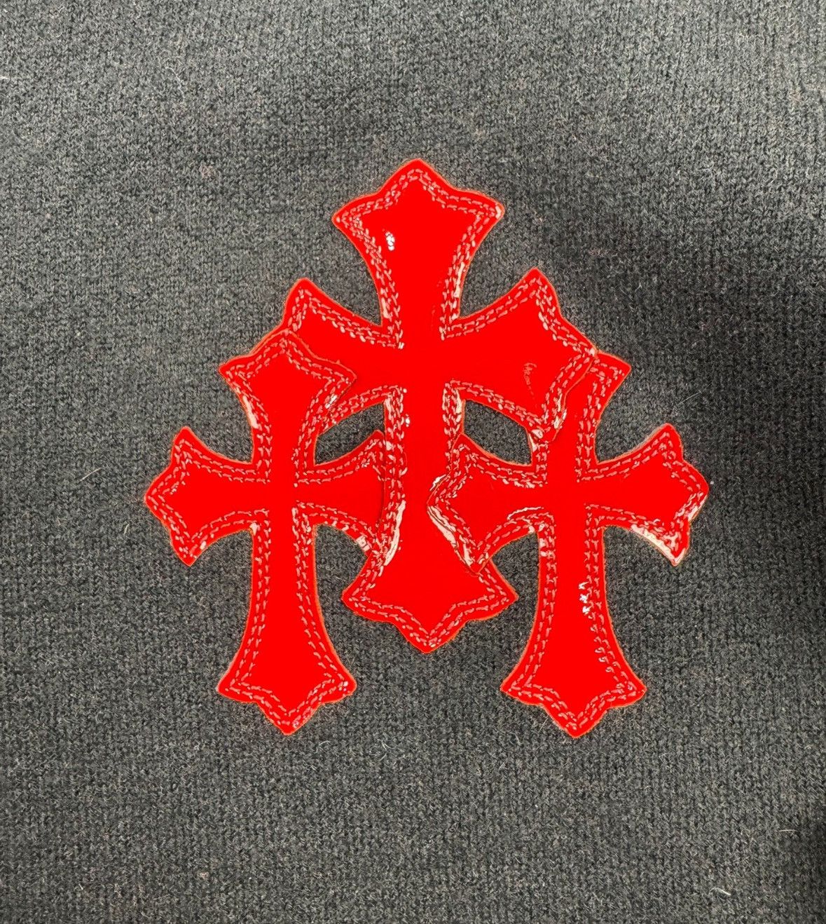 Chrome Hearts Red leather cross patch cashmere sweater Size US XL / EU 56 / 4 - 3 Thumbnail