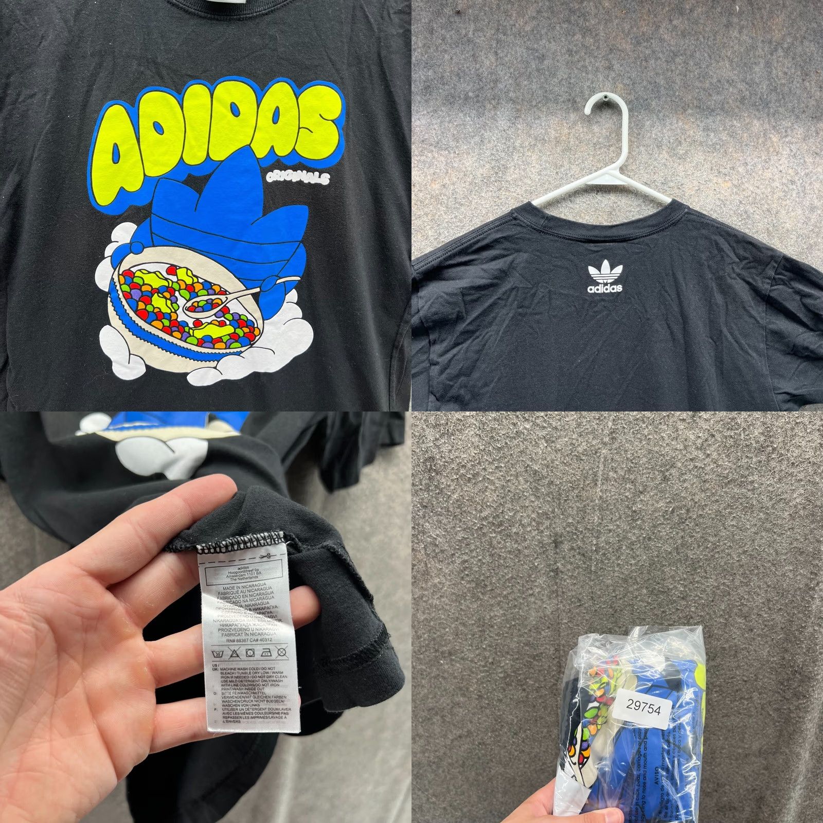 Adidas VINTAGE Adidas Shirt Mens Small Black Neon Multi Logo Crewneck Breakfast Cereal Trefoil Shirt Mens Small Black Neon Multi Logo Crewneck Trefoil Size US S / EU 44-46 / 1 - 8 Thumbnail
