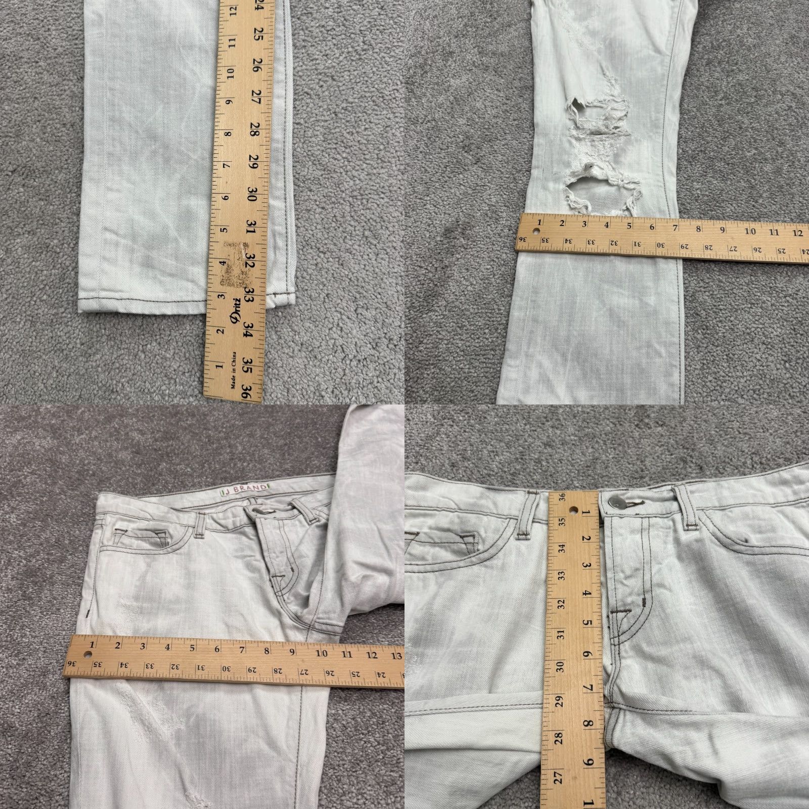 J Brand J Brand 912 Pencil Straight Distressed Low Rise Skinny Jeans Womens Gray 27 Size 27" / US 4 / IT 40 - 9 Thumbnail