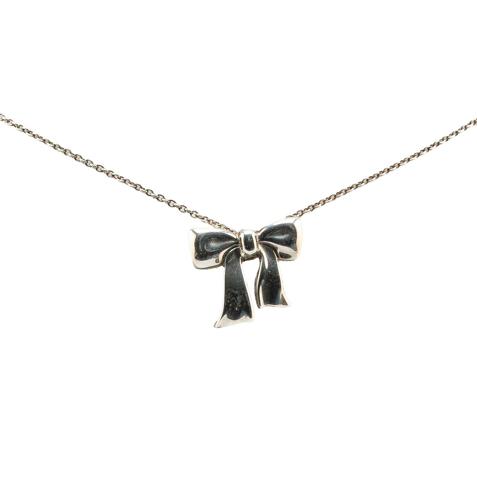 Tiffany & Co. Tiffany Sterling Silver Bow Pendant Necklace Silver Size ONE SIZE - 1 Thumbnail