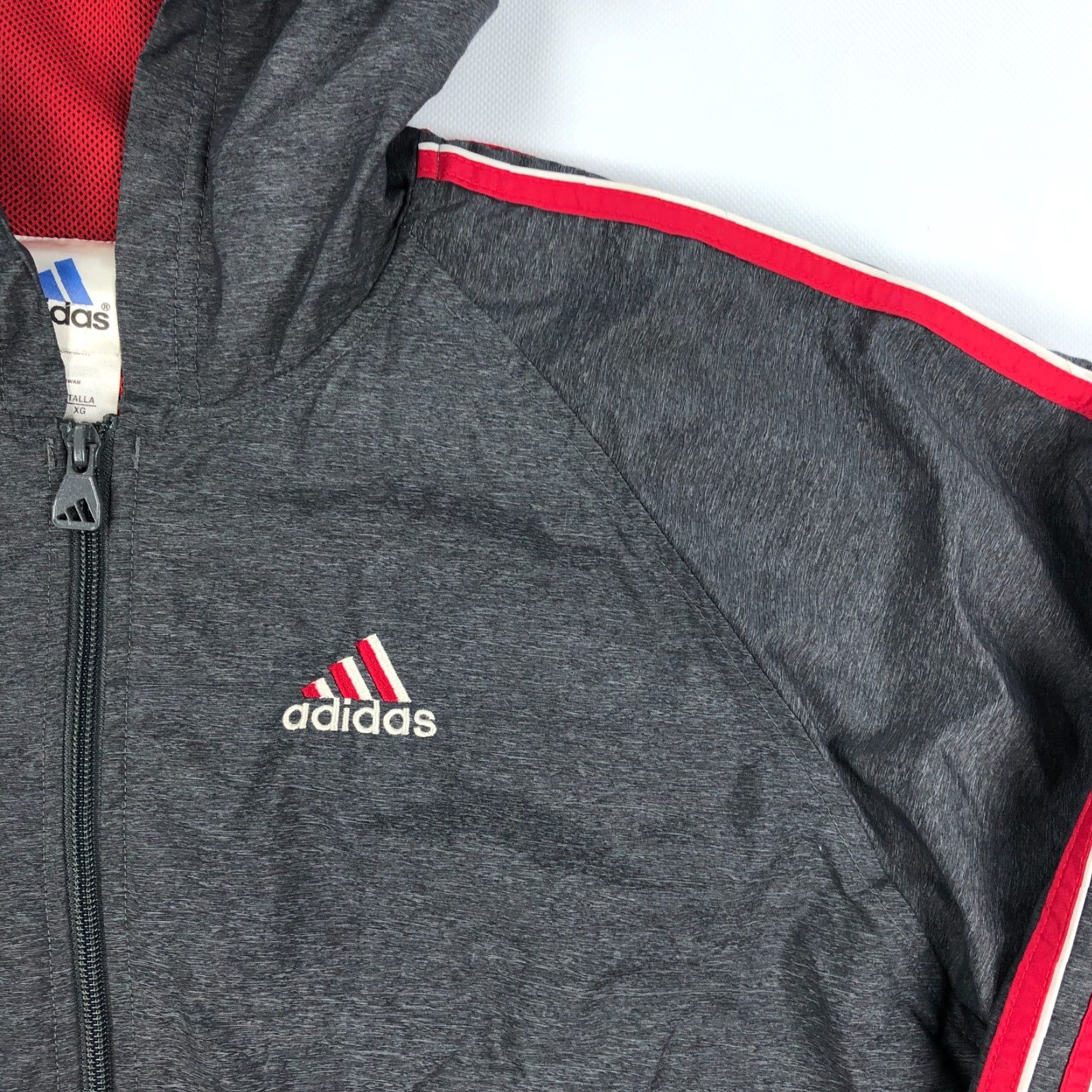 Adidas Adidas Soccer Jacket Mens XL Vintage Windbreaker Gray Red Size US XL / EU 56 / 4 - 3 Thumbnail